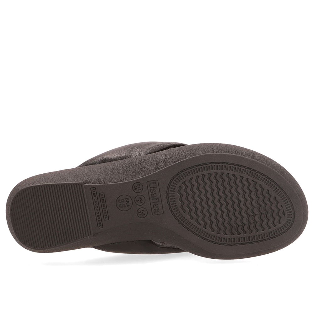 Chinelo Em Couro Preto Com Tira Larga Preto 5