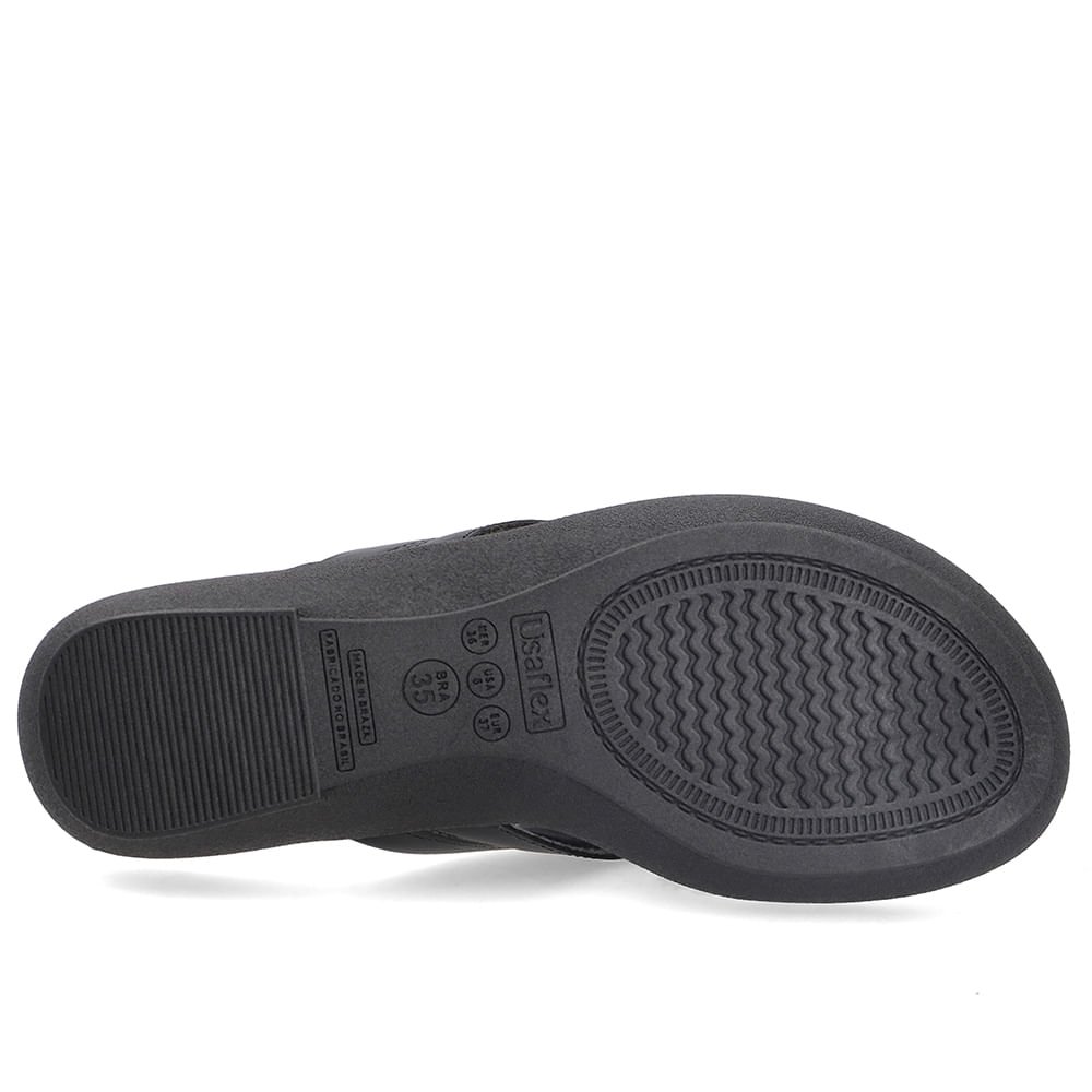 Chinelo Em Couro Preto Com Enfeite Preto 5