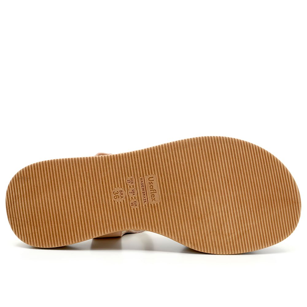 Sandalia Plataforma Couro Rosa Tiras Fofas Bege 5