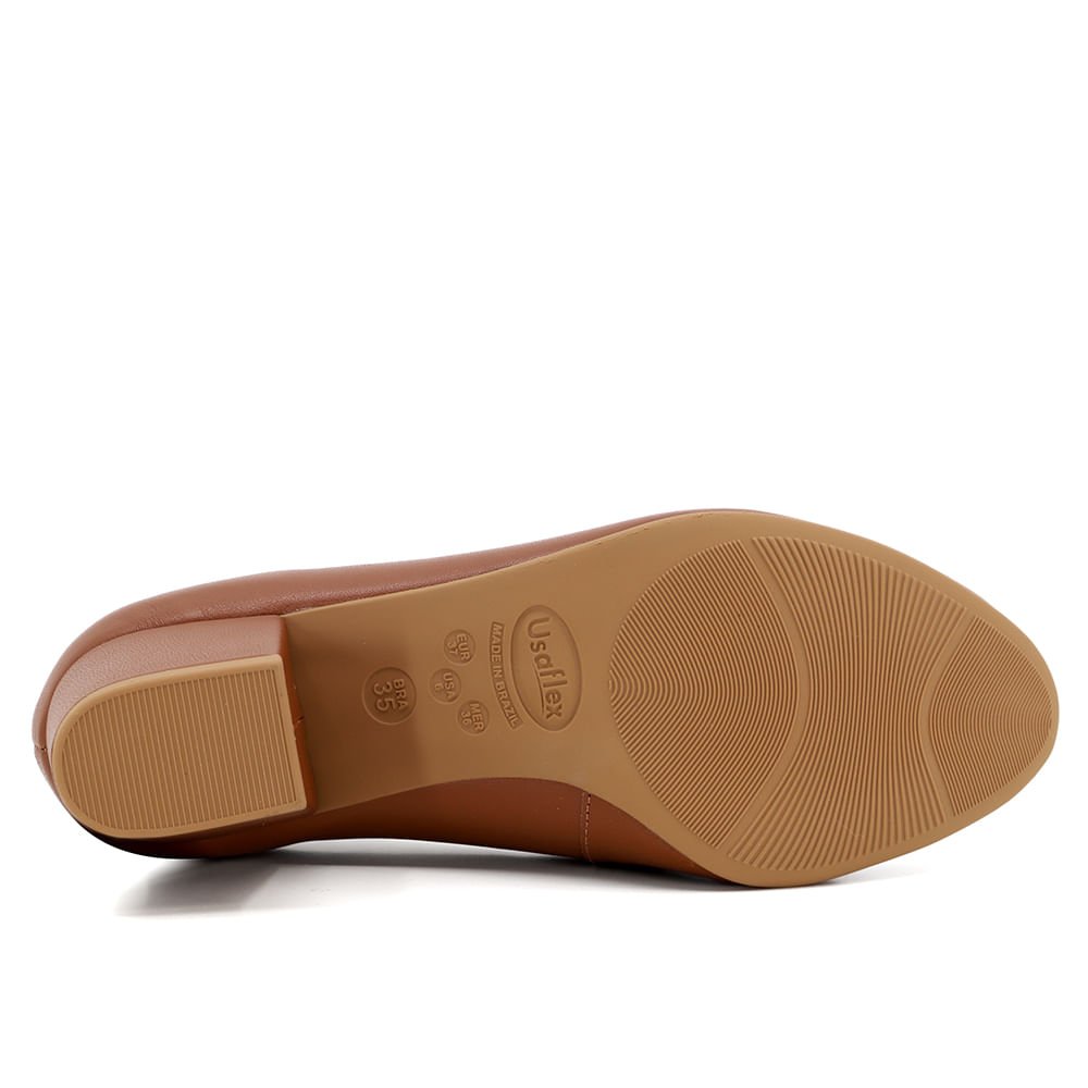 Scarpin Marrom Couro Salto Bloco Marrom 5