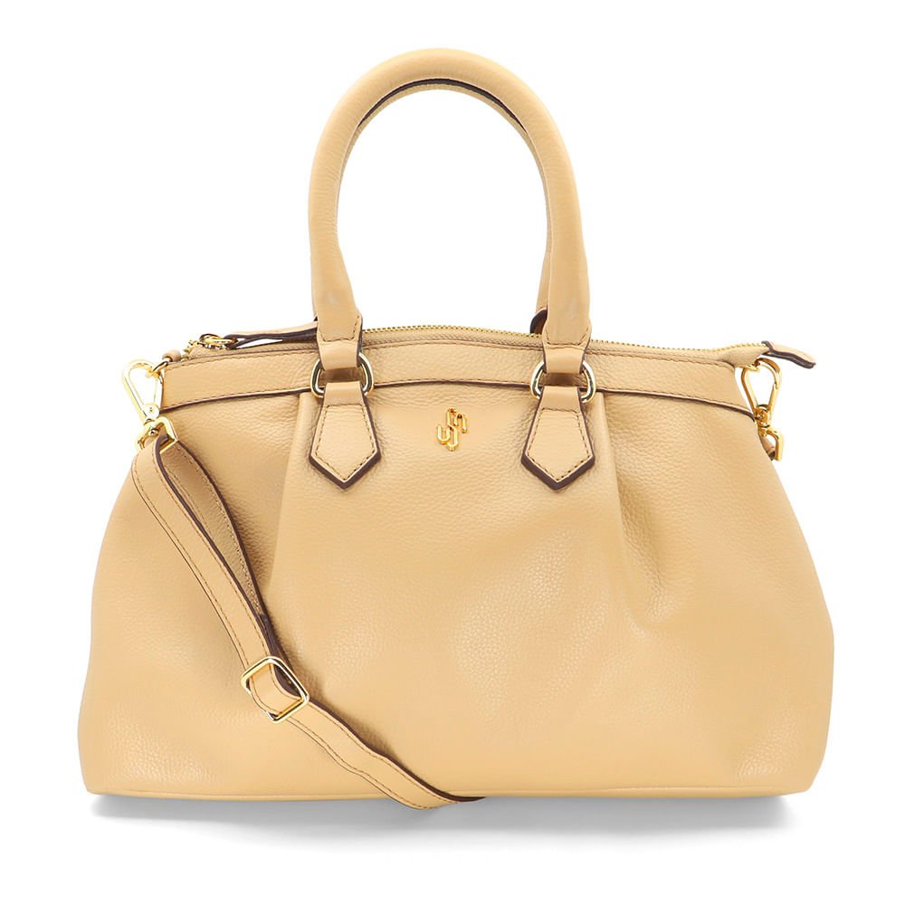 Bolsa Tote Marrom Couro Detalhe Franzido