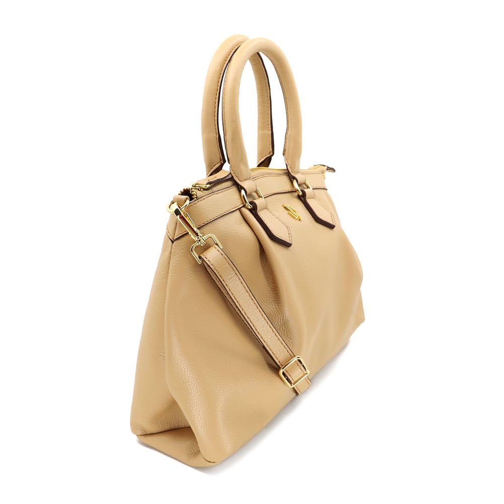 Bolsa Tote Marrom Couro Detalhe Franzido Manteiga 2