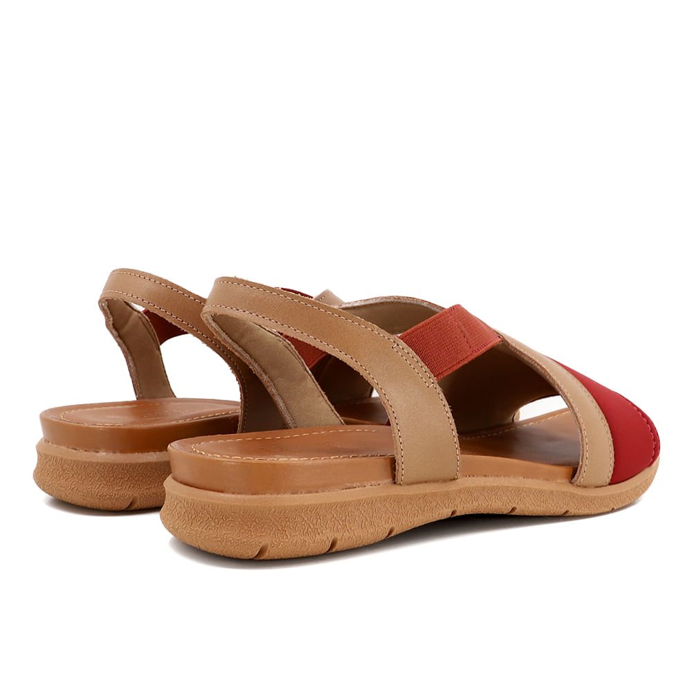 Sandália Plataforma Elastano Vermelho Couro Marrom Marrom 3