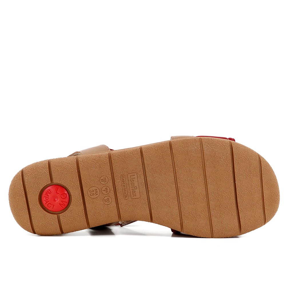 Sandália Plataforma Elastano Vermelho Couro Marrom Marrom 5