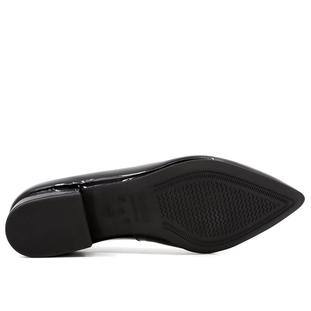 Scarpin Preto Salto Bloco Couro Luxor Bico Fino Preto 5