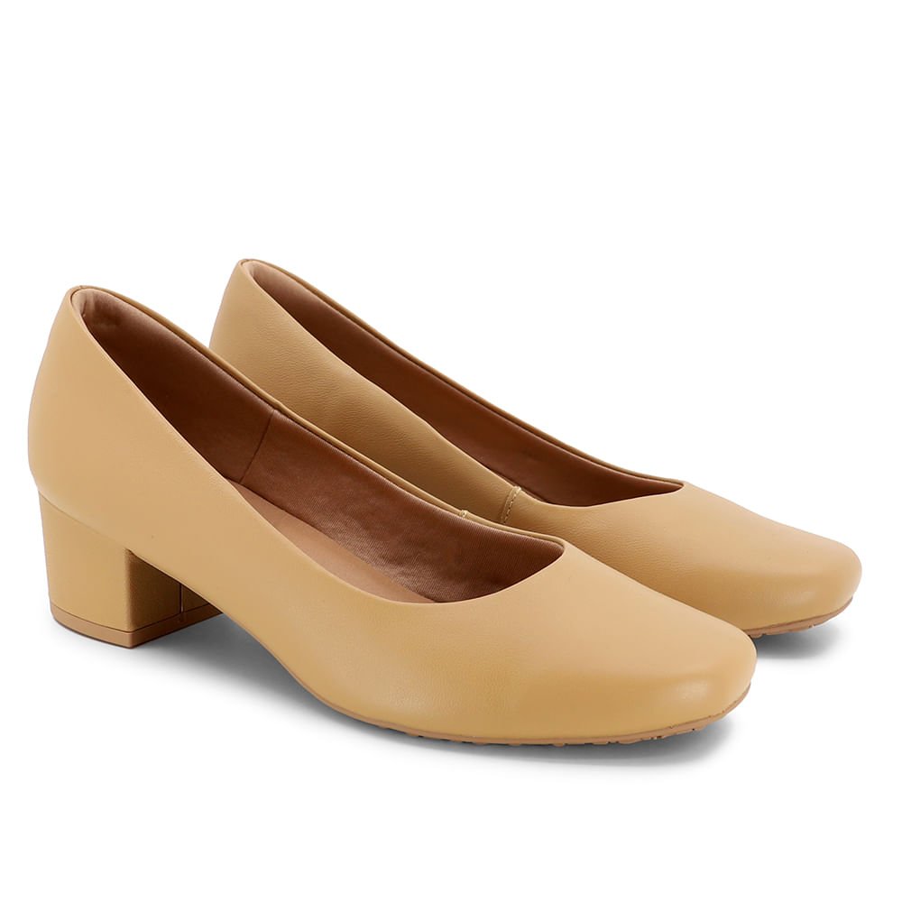 Scarpin Marrom Salto Bloco Couro 34 2