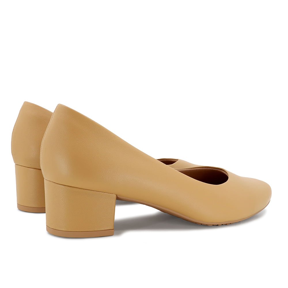 Scarpin Marrom Salto Bloco Couro 34 3
