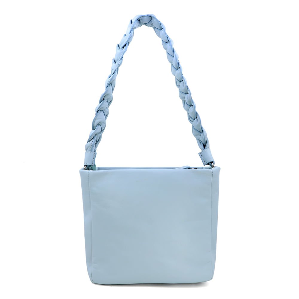 Bolsa Hobo Couro Comfy Azul Alça Trançada Azul 3