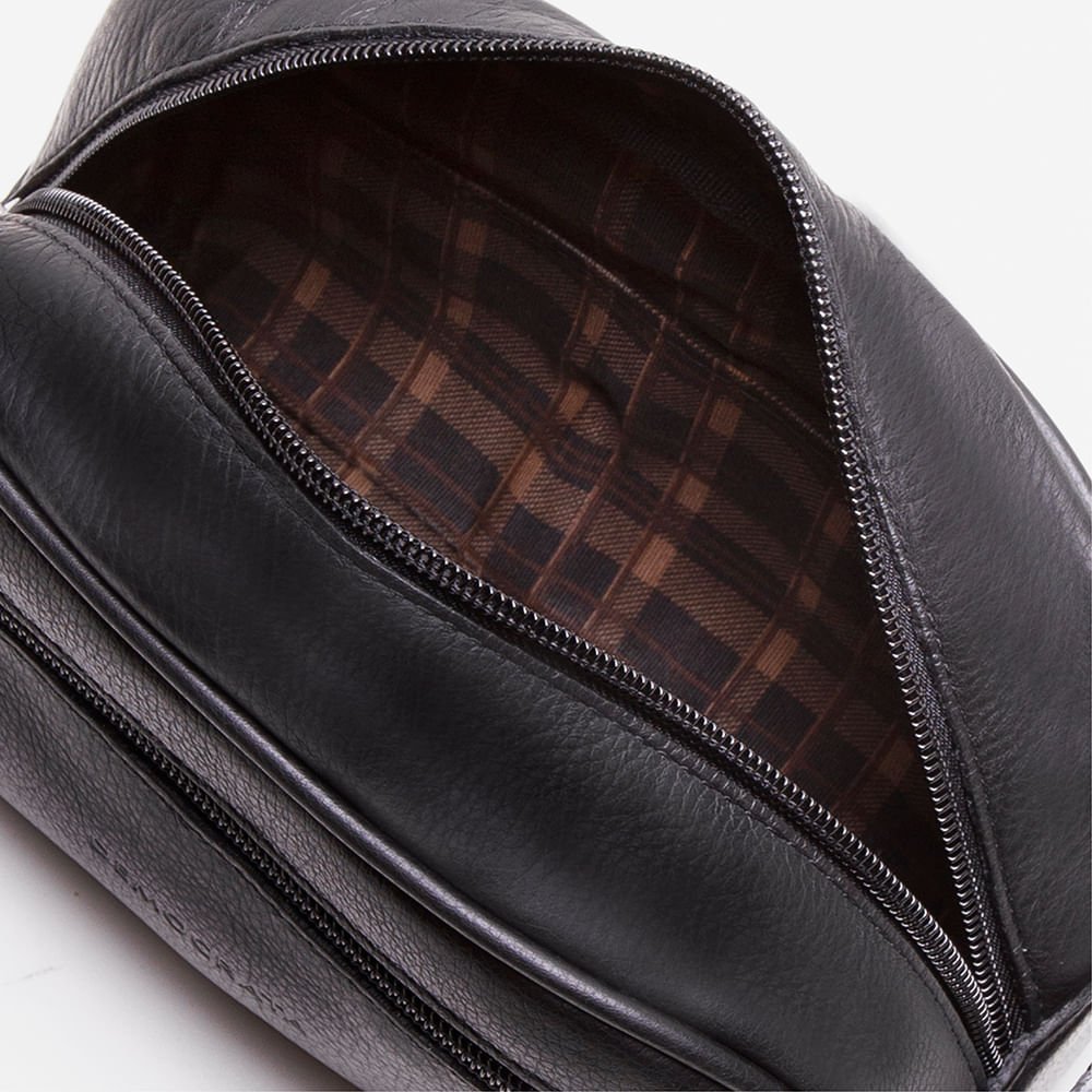 Necessaire Em Couro Preto Preto 3