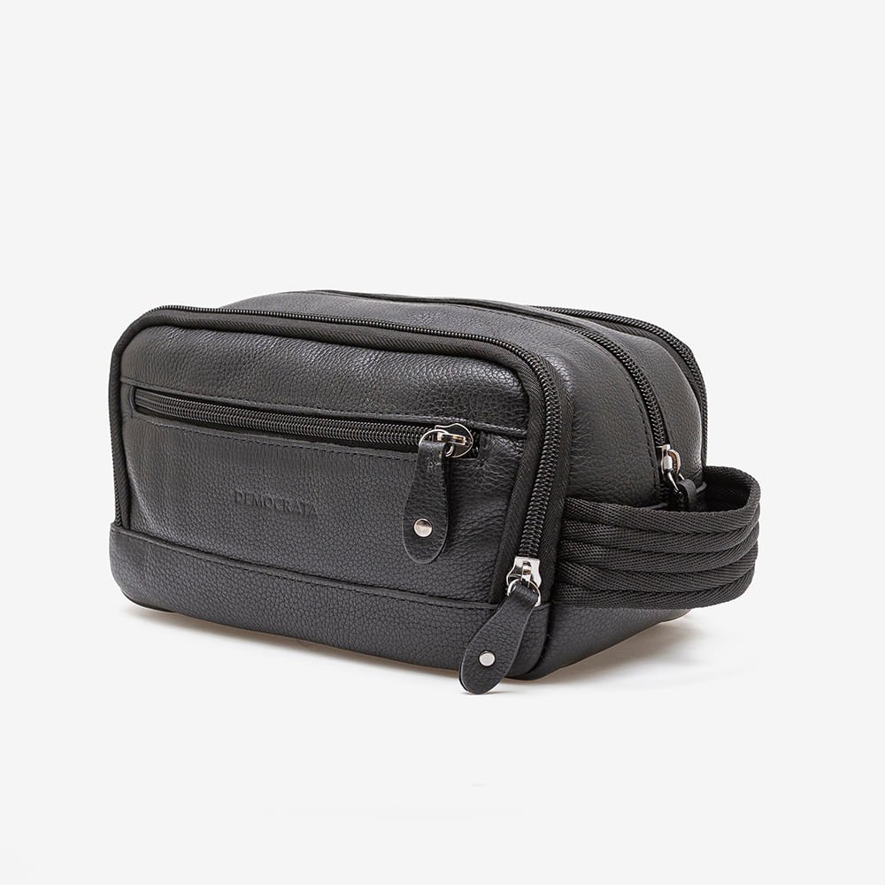 Necessaire Em Couro Preto Preto 2