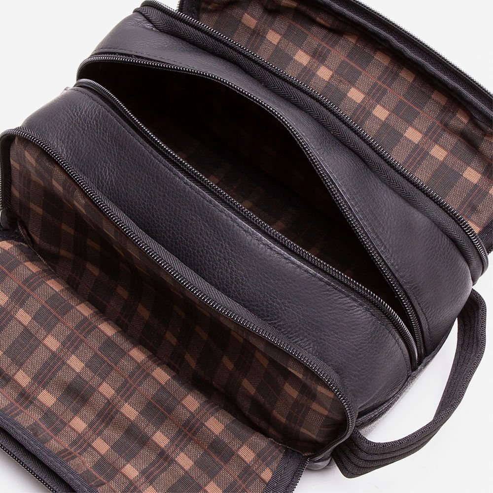 Necessaire Em Couro Preto Preto 3