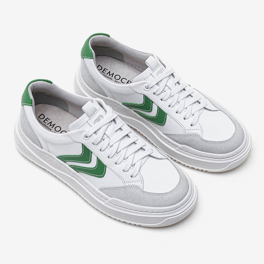 Tênis Feminino Denim Block Branco/Verde Branco/Verde 2
