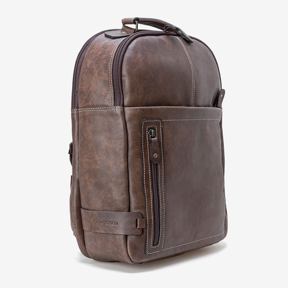 Mochila em Couro Marrom Marrom 2