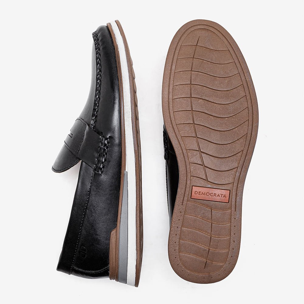 Mocassim Masculino Couro Flow Preto Preto 4
