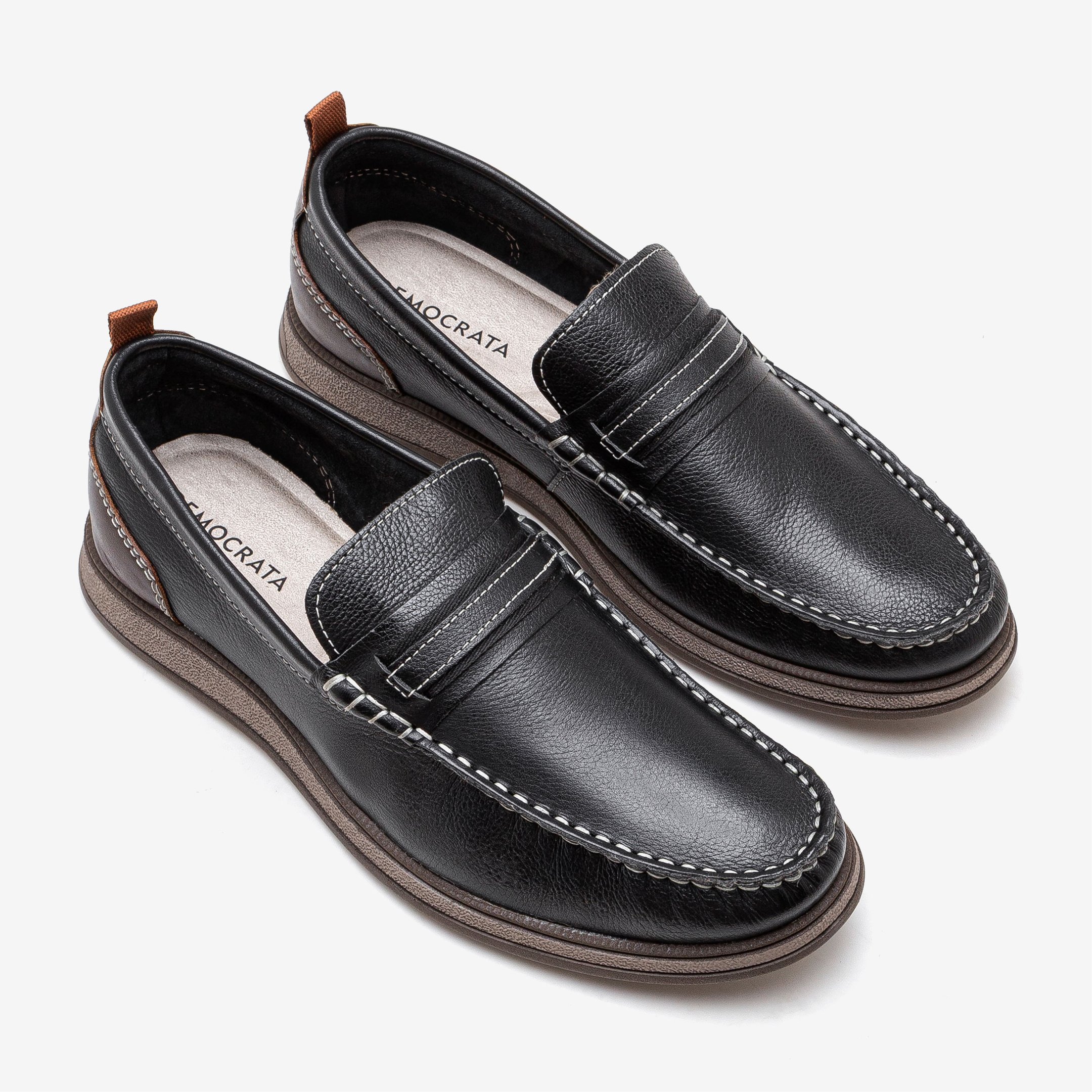 Mocassim Masculino Couro Nash Preto Preto 2
