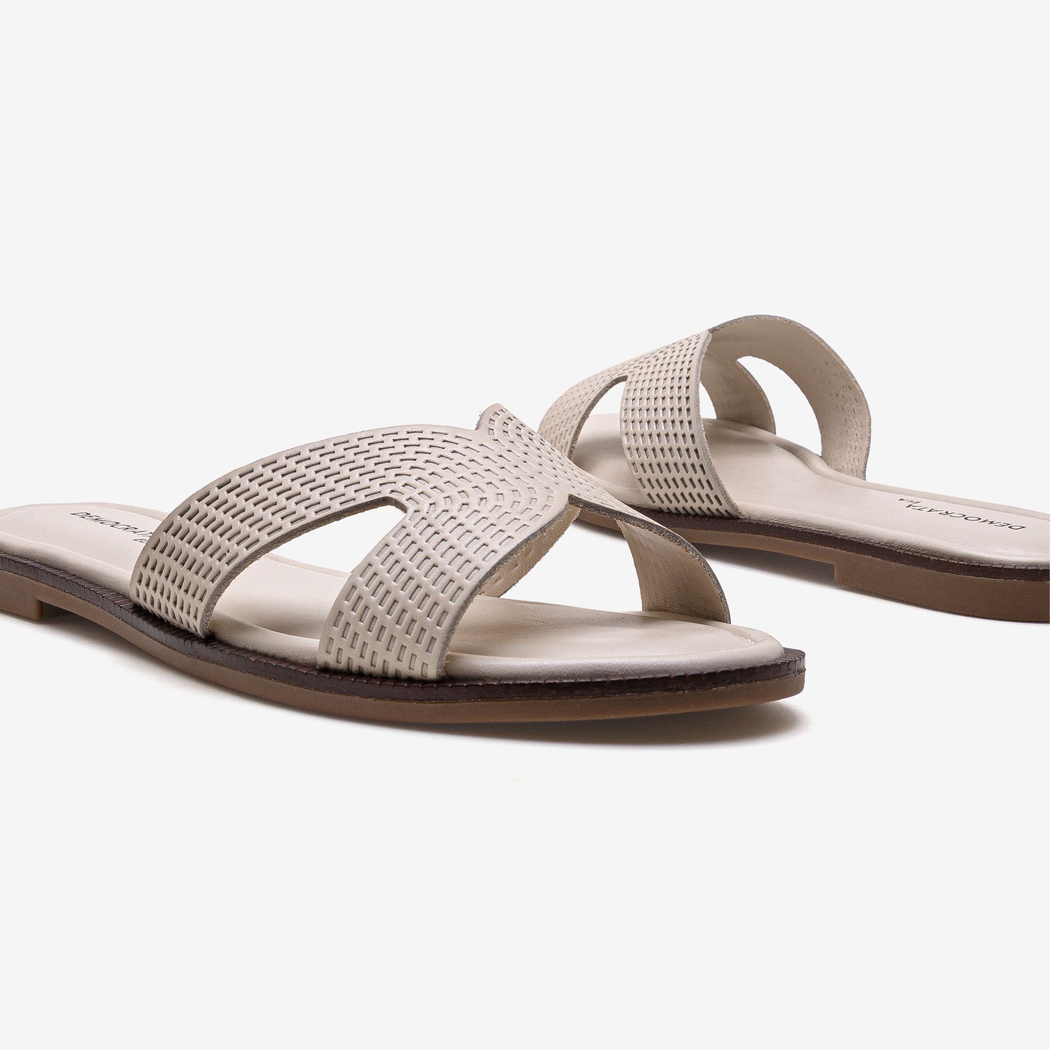 Rasteira Feminina Lunna Couro Off White Bege 4