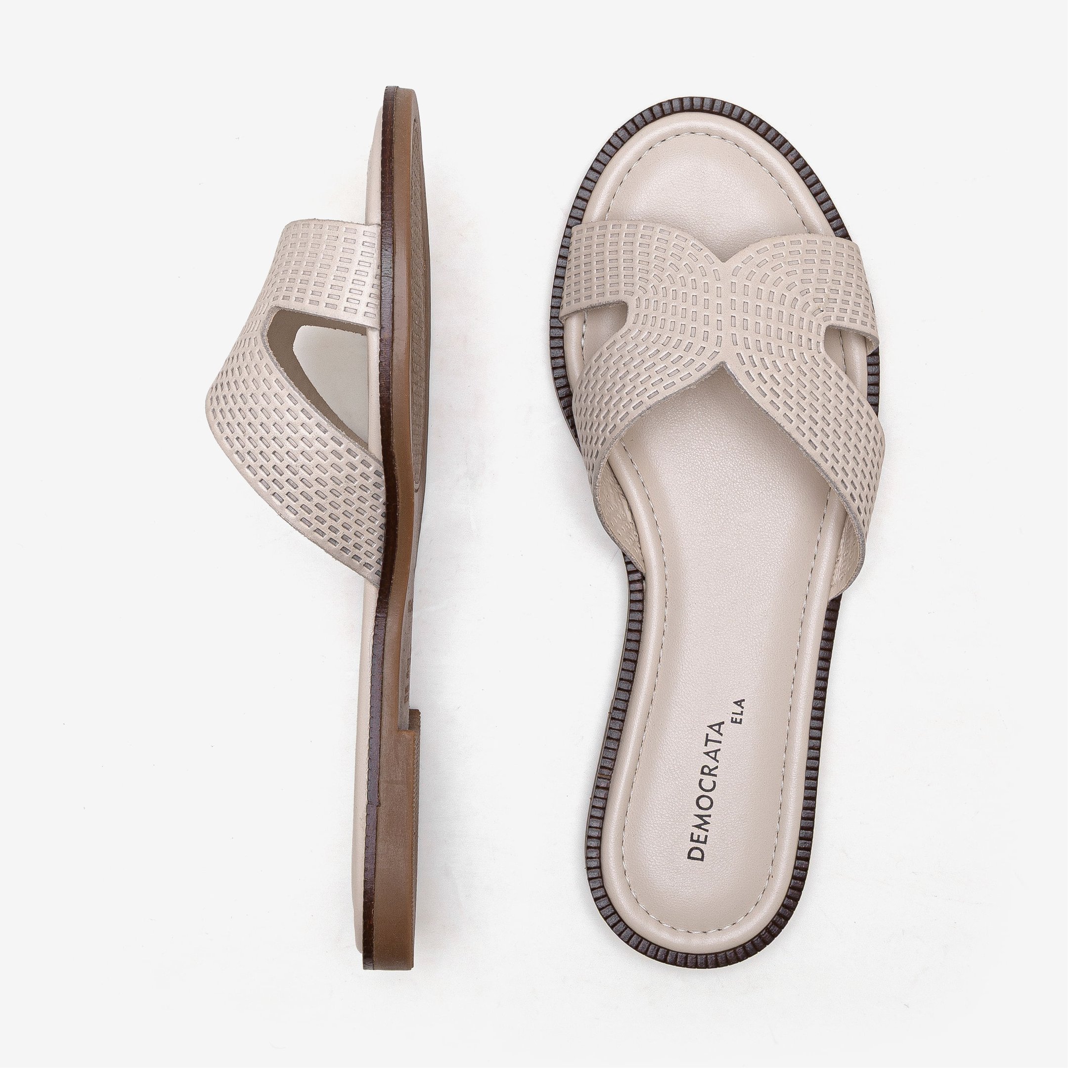 Rasteira Feminina Lunna Couro Off White Bege 5