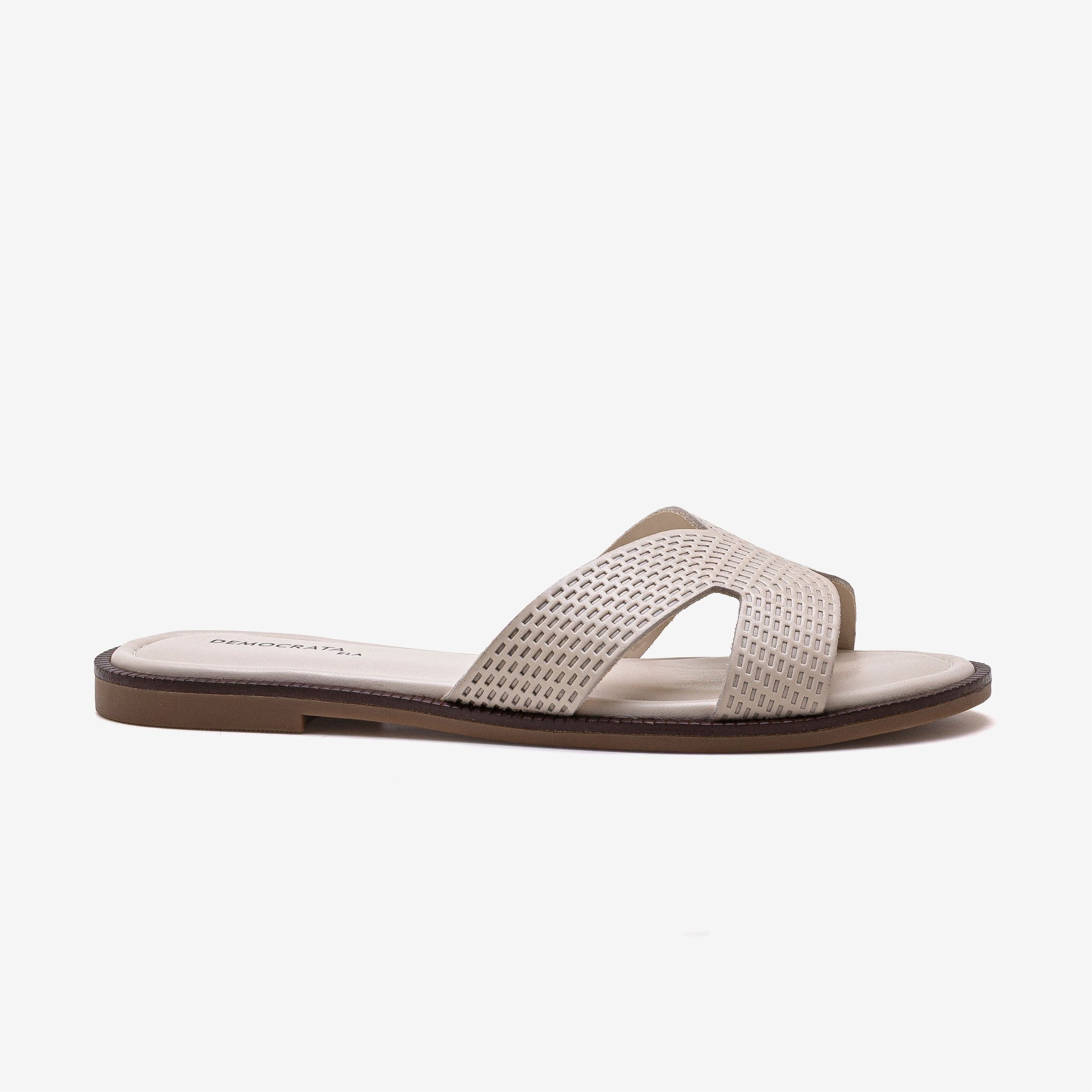 Rasteira Feminina Lunna Couro Off White Bege 1