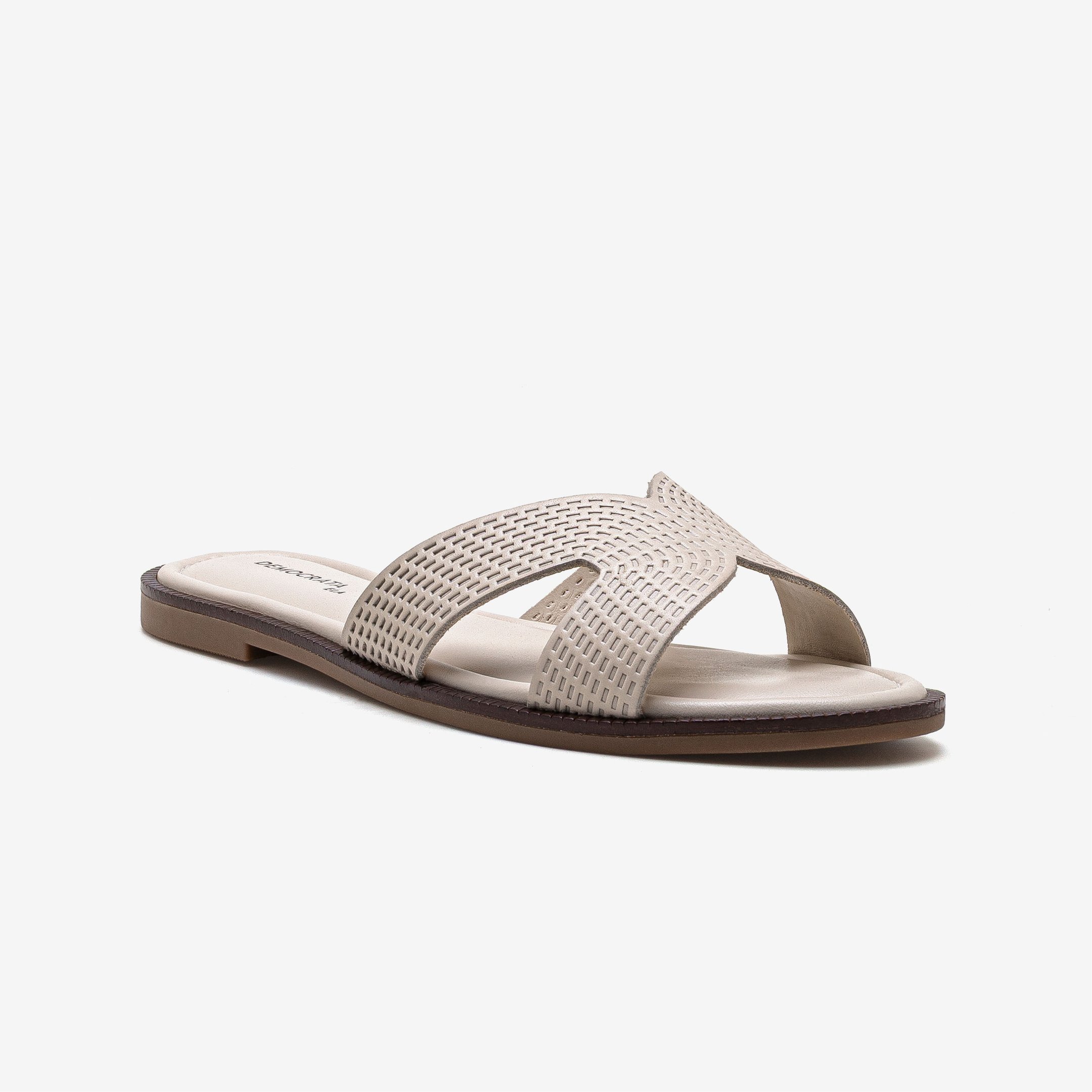 Rasteira Feminina Lunna Couro Off White Bege 2