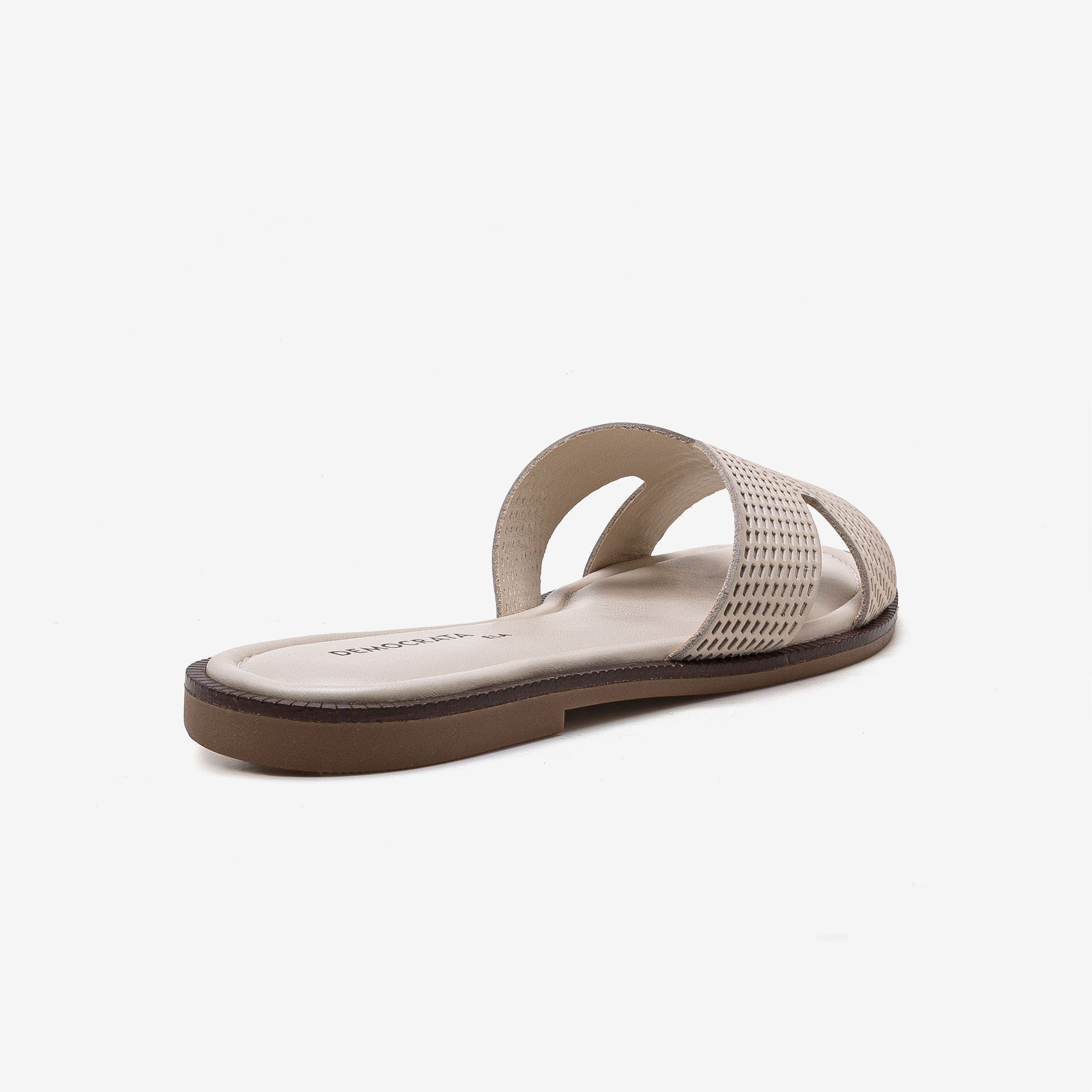 Rasteira Feminina Lunna Couro Off White Bege 3