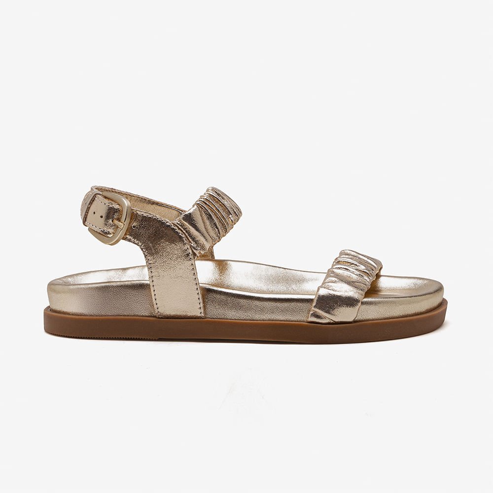 Papete Feminina Iris Couro Dourado