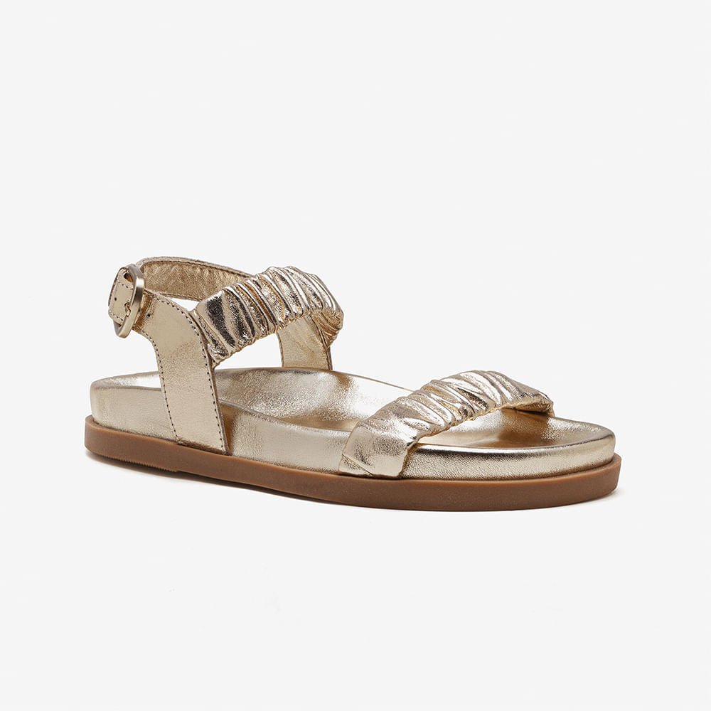 Papete Feminina Iris Couro Dourado Ouro 2