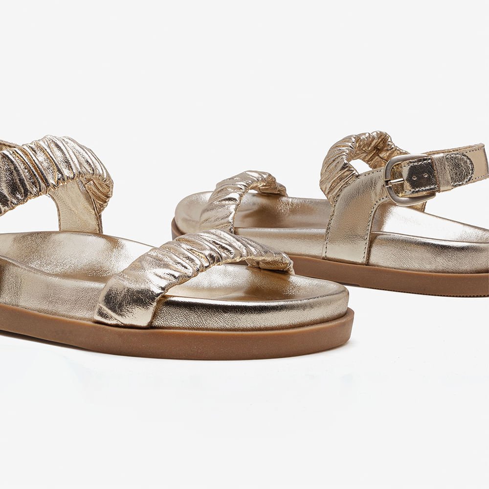 Papete Feminina Iris Couro Dourado Ouro 4