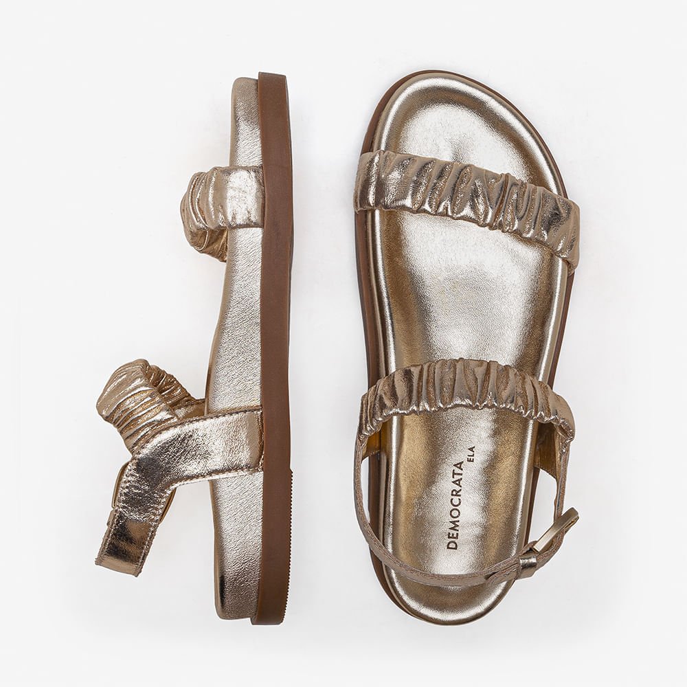 Papete Feminina Iris Couro Dourado Ouro 5