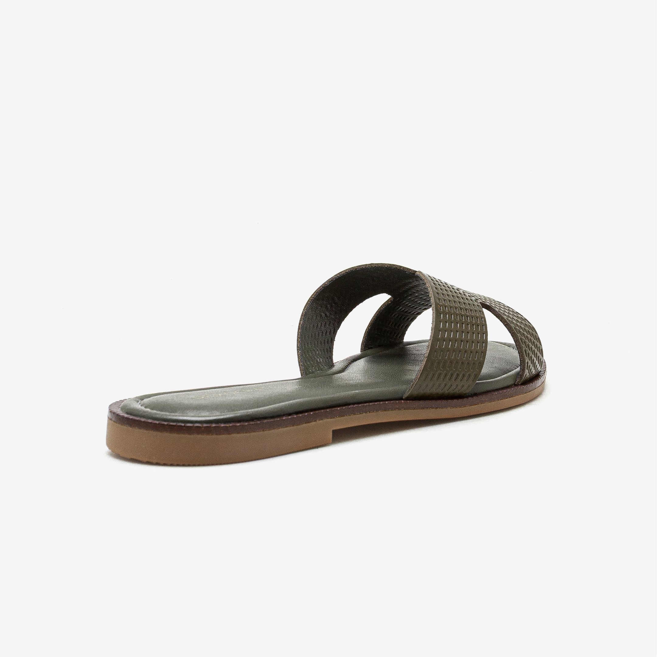 Rasteira Lunna Feminina Couro Verde Oliva Oliva 3