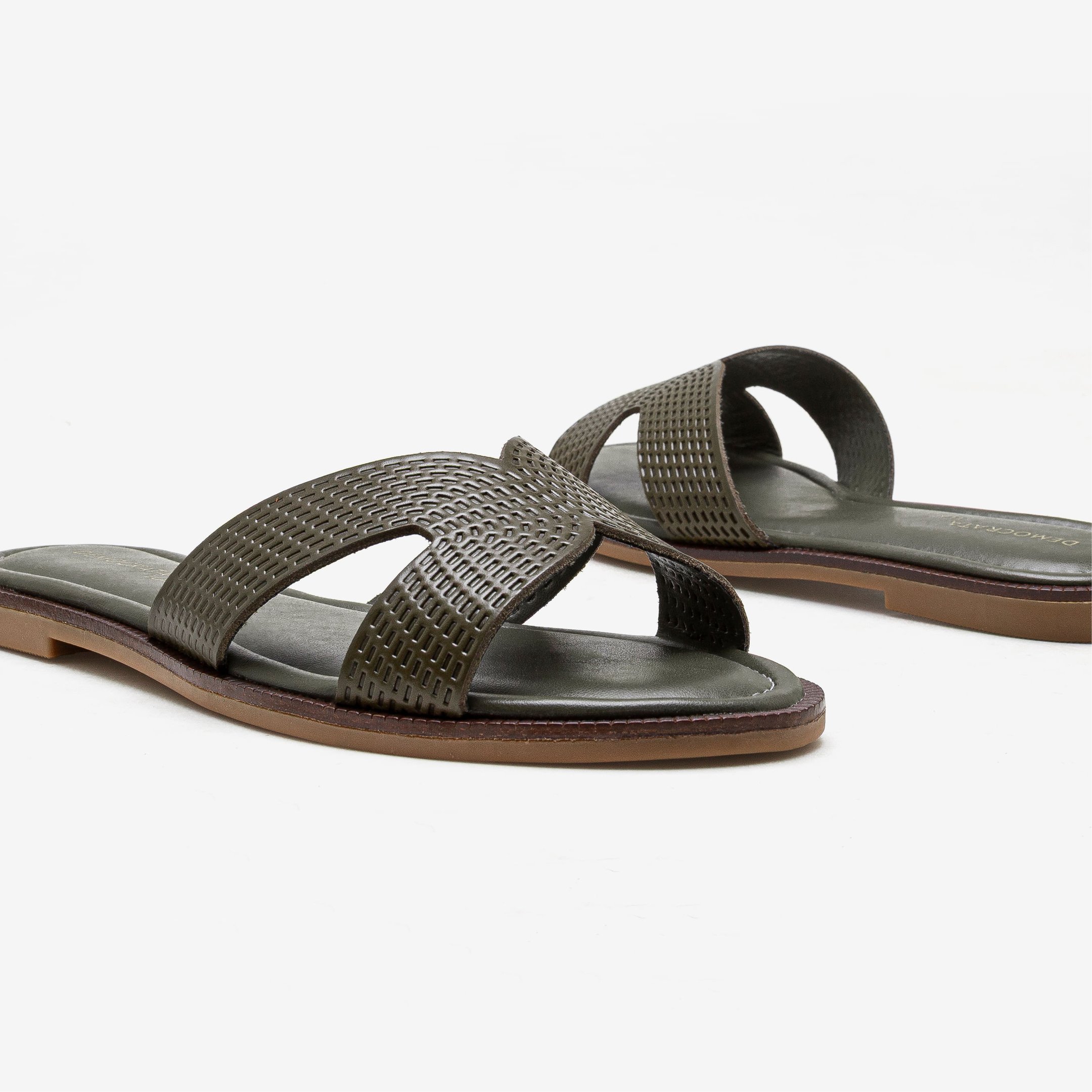 Rasteira Lunna Feminina Couro Verde Oliva Oliva 4