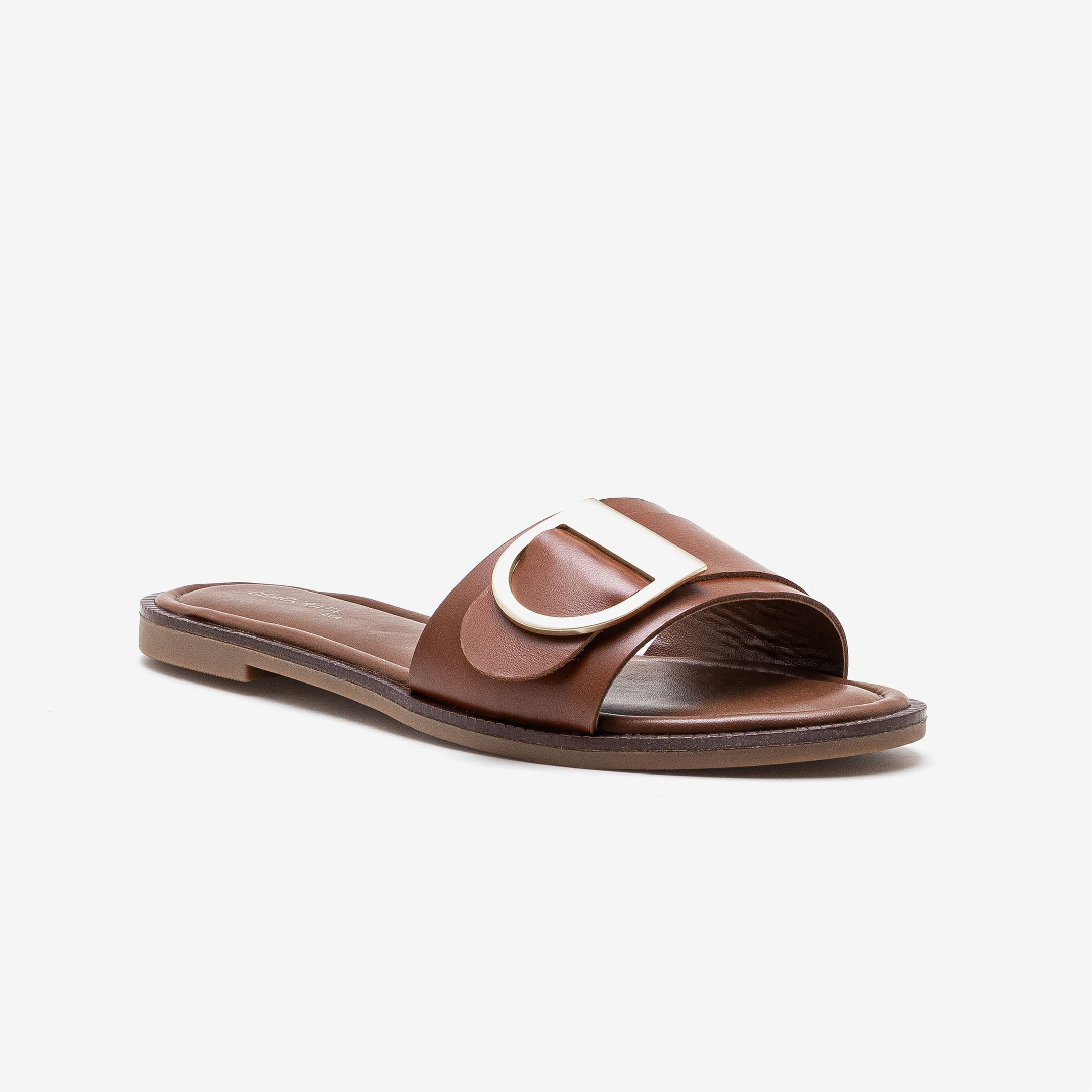 Rasteira Feminina Lunna Couro Marrom Marrom 2