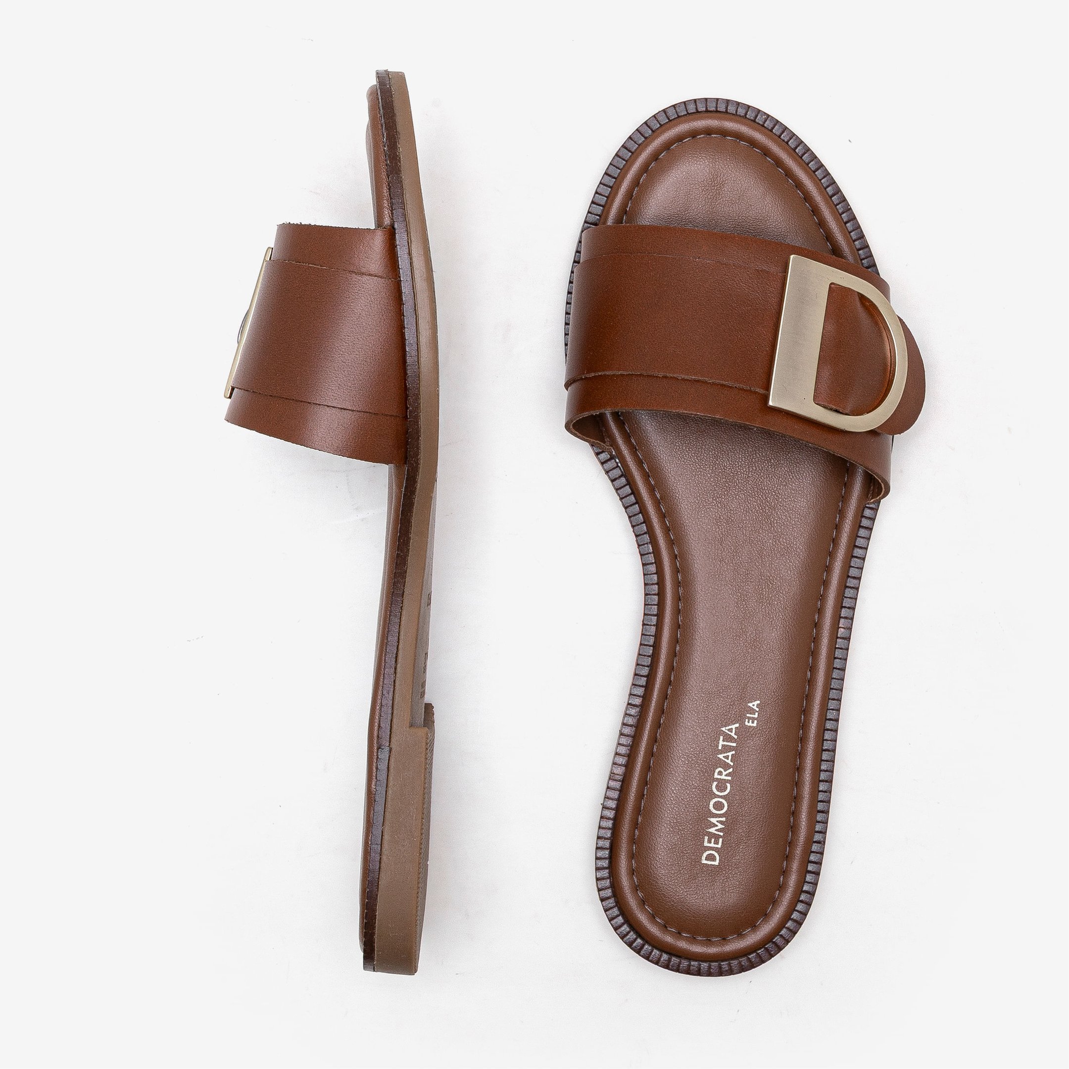 Rasteira Feminina Lunna Couro Marrom Marrom 5