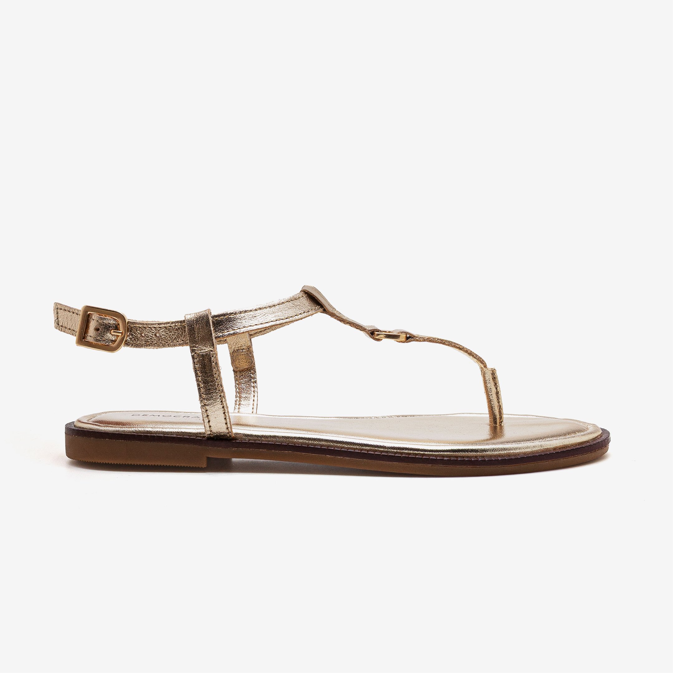 Rasteira Feminina Lunna Couro Dourado