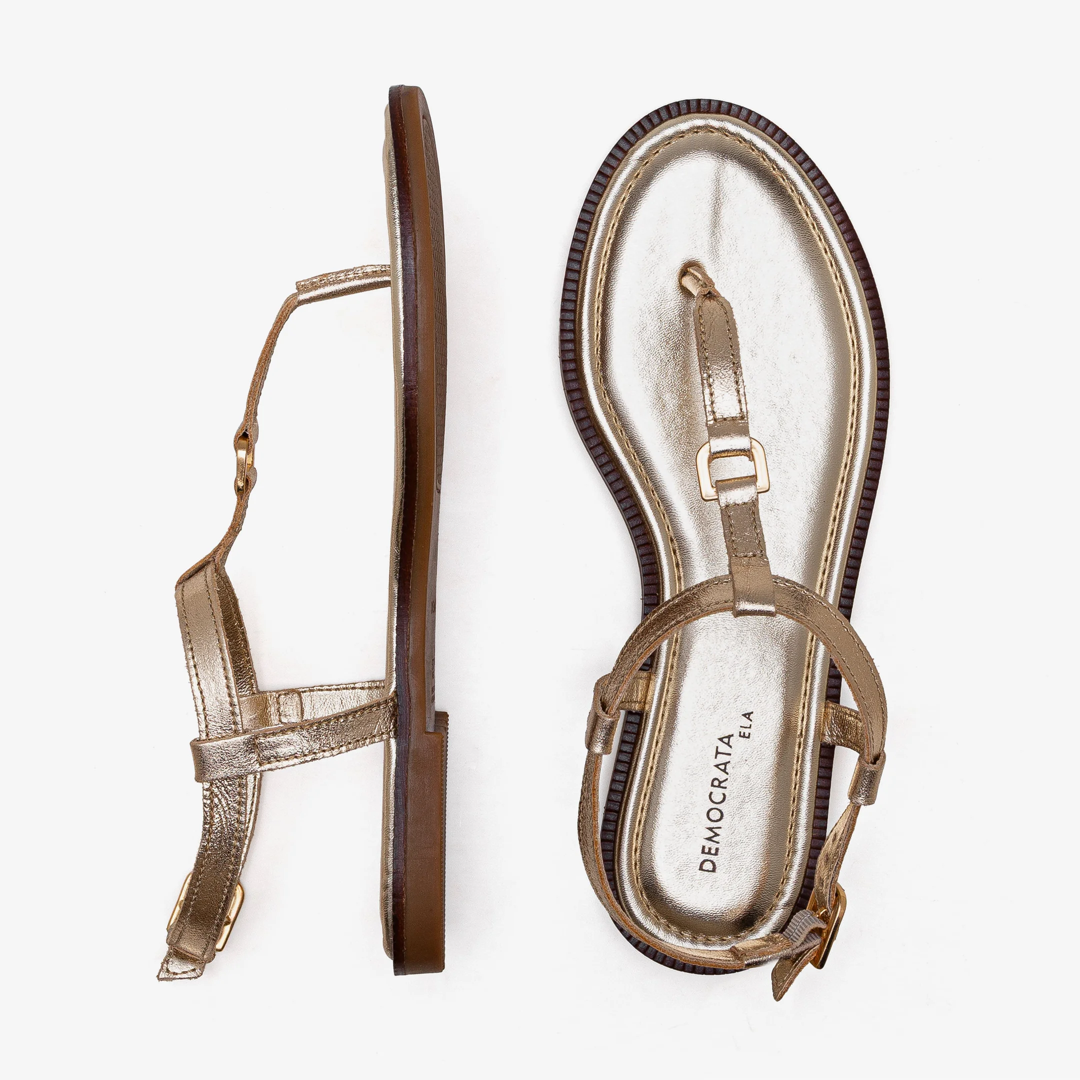 Rasteira Feminina Lunna Couro Dourado Dourado 5