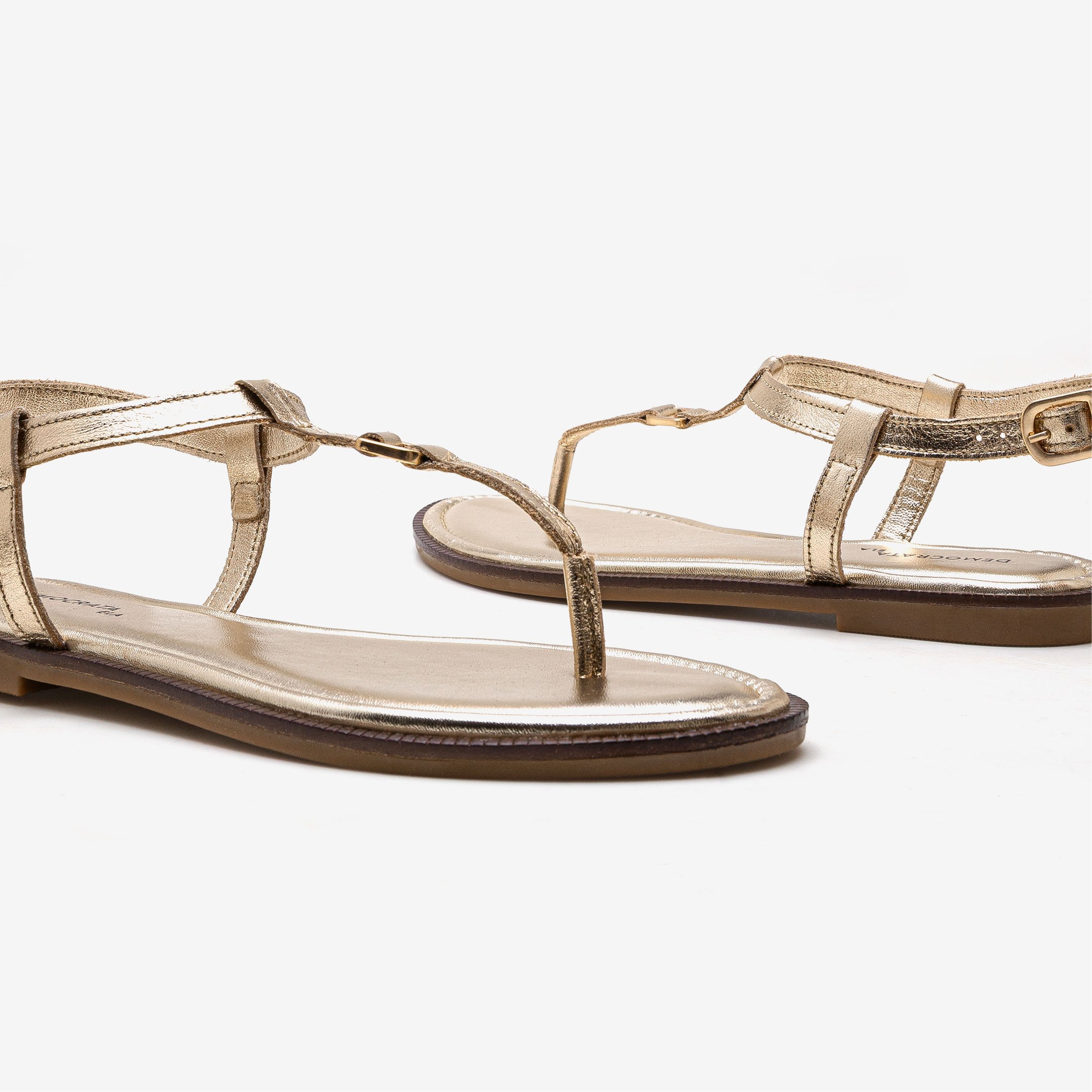 Rasteira Feminina Lunna Couro Dourado Dourado 4