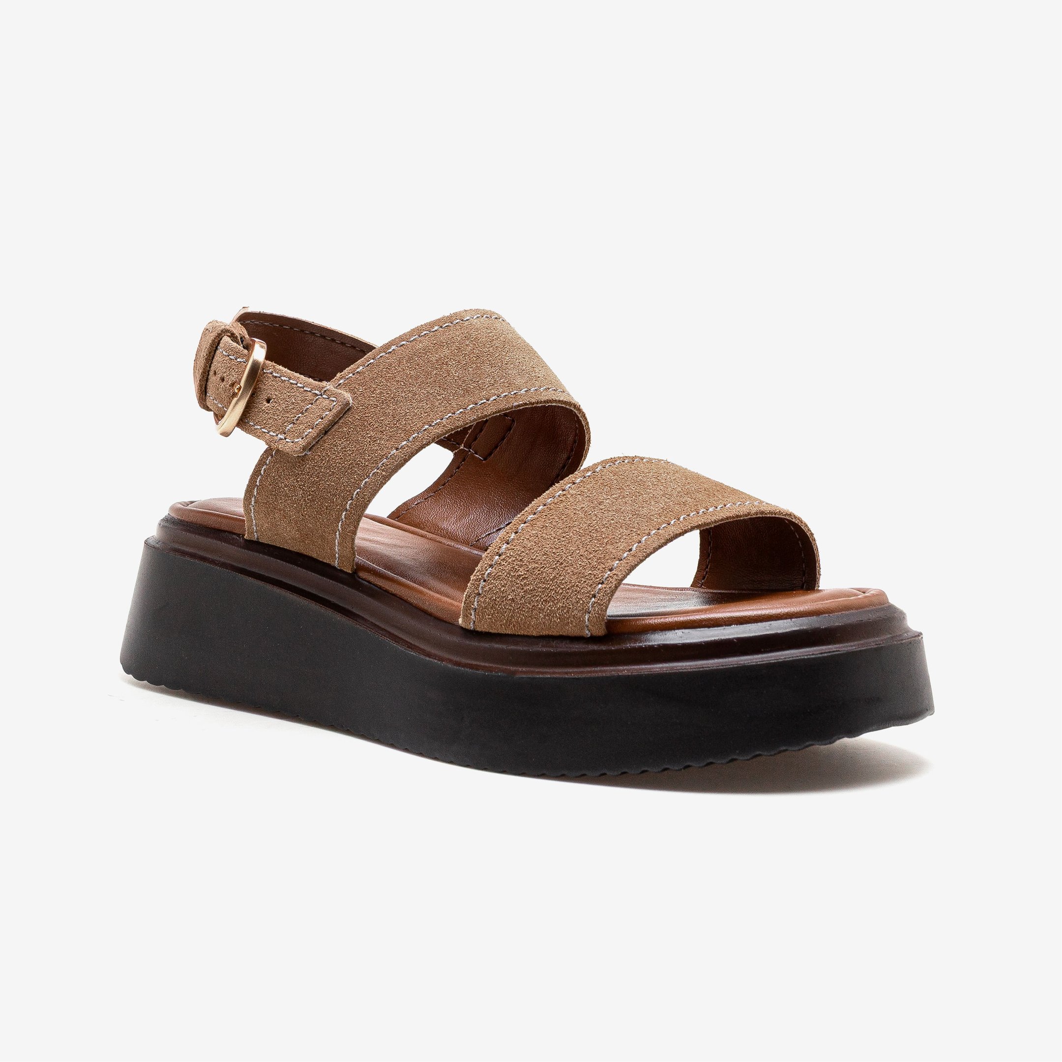 Sandália Feminina Serena Couro Marrom Marrom 2