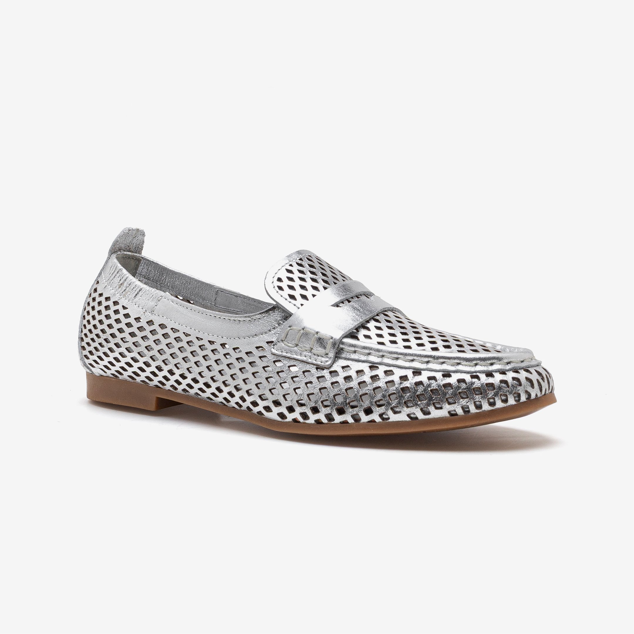 Mocassim Feminino Flora Couro Prata Prata 2