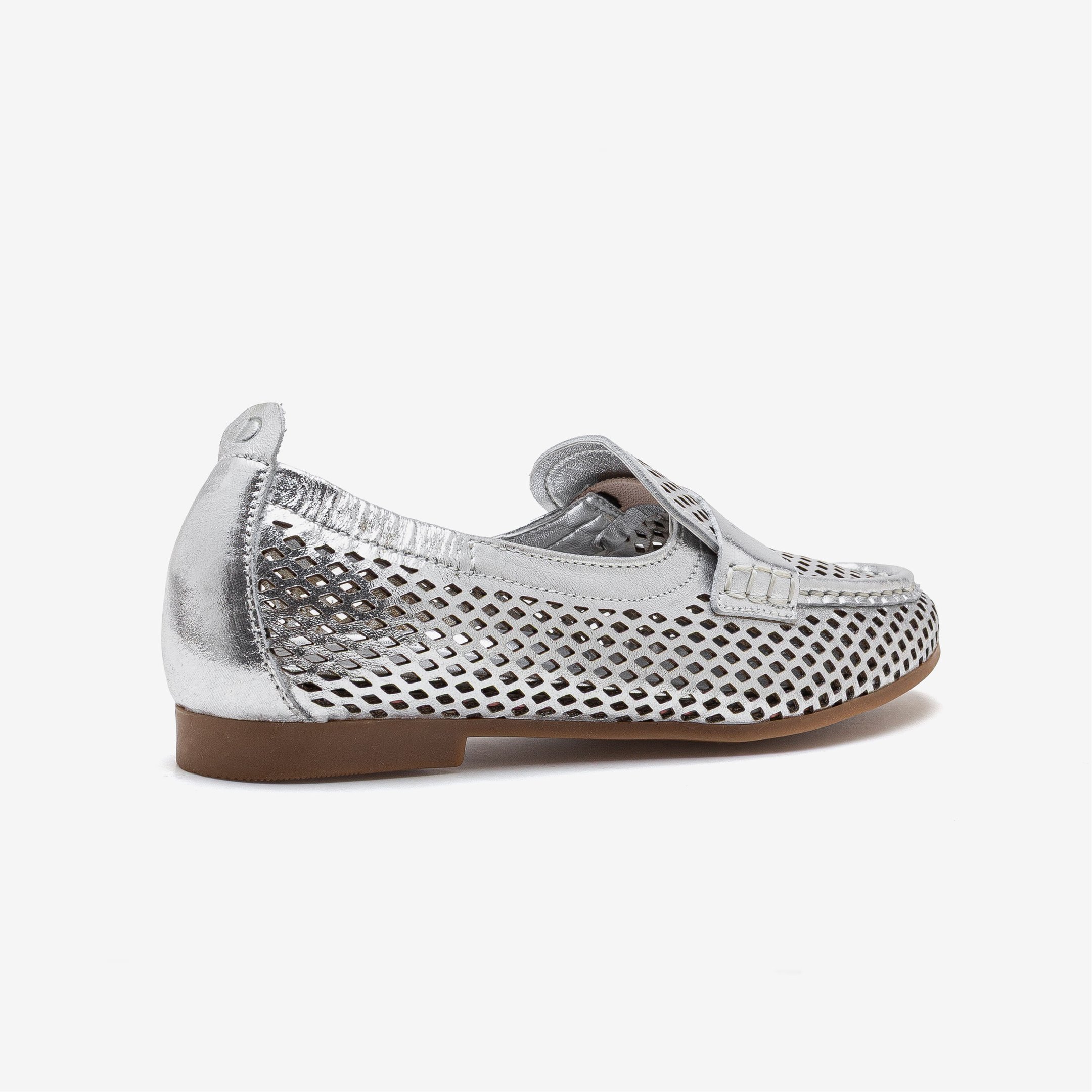 Mocassim Feminino Flora Couro Prata Prata 3