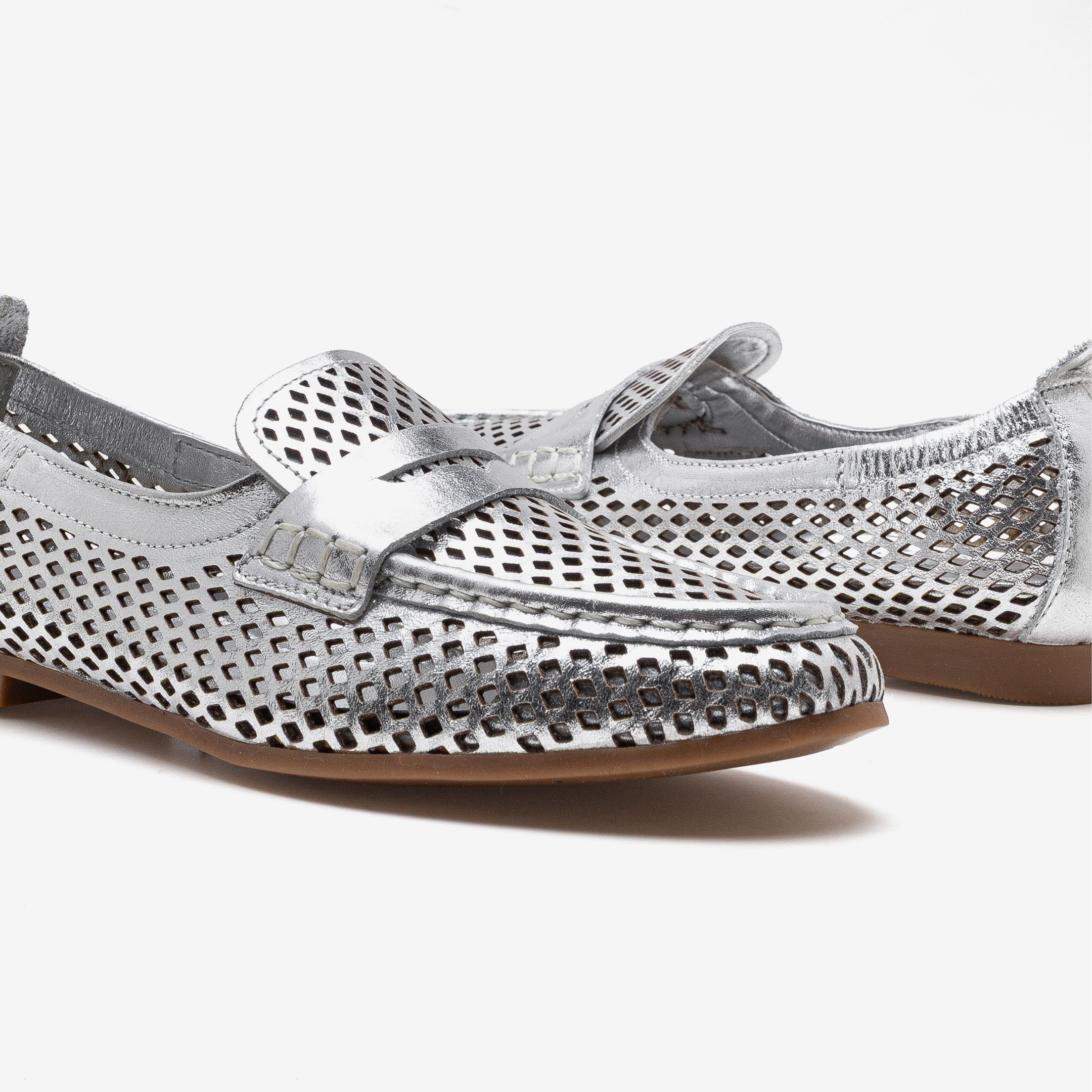 Mocassim Feminino Flora Couro Prata Prata 4