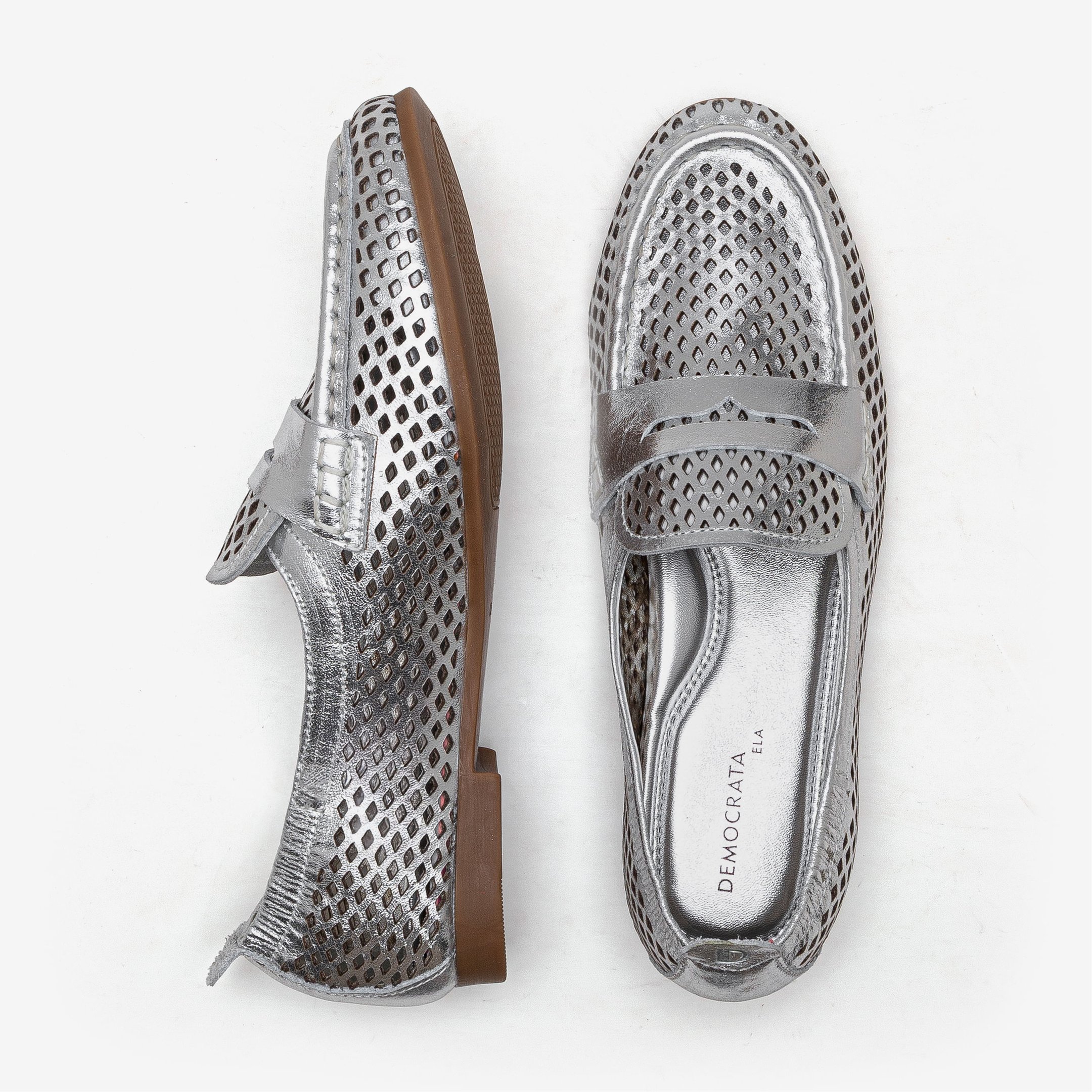 Mocassim Feminino Flora Couro Prata Prata 5