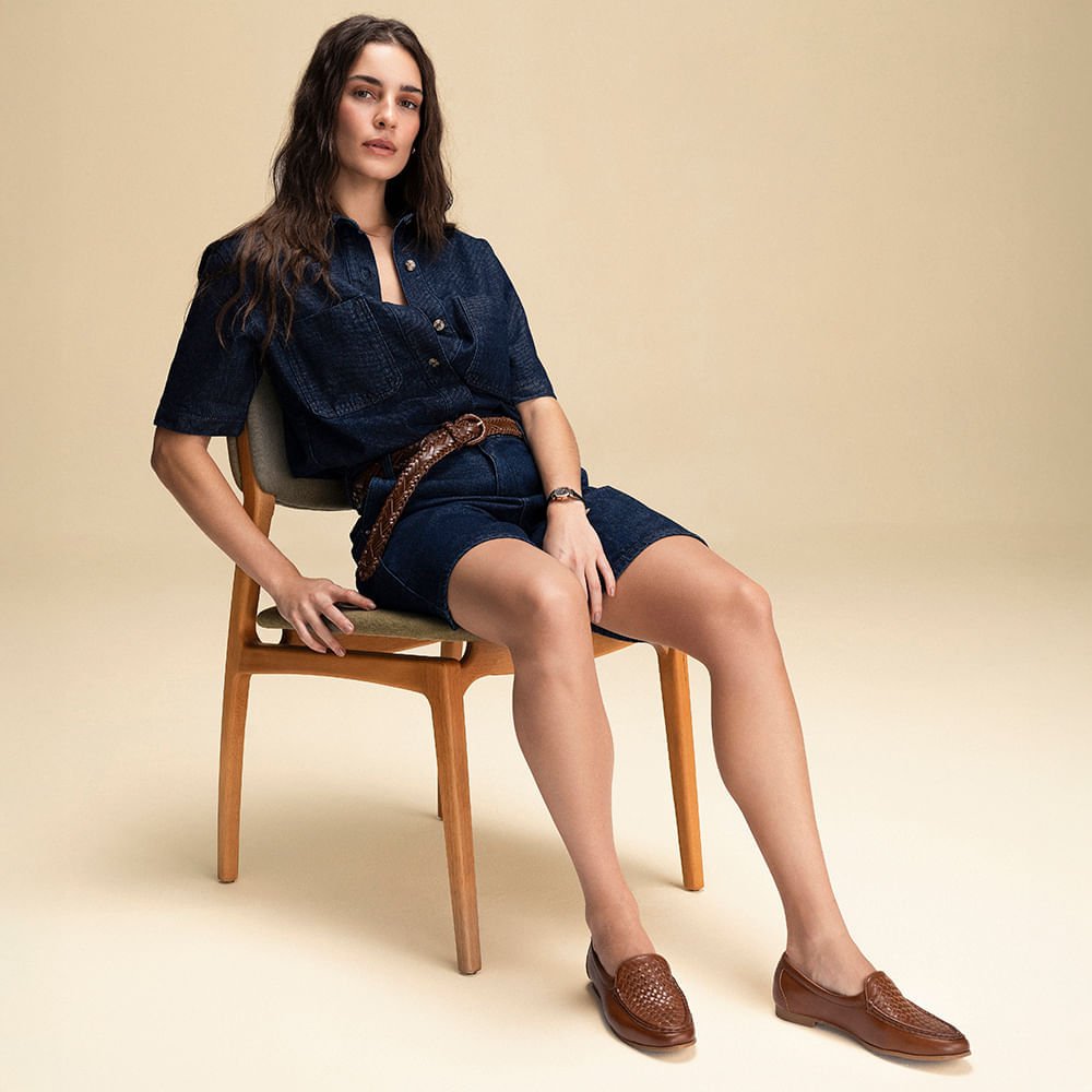 Mocassim Feminino Flora Couro Marrom Marrom 5