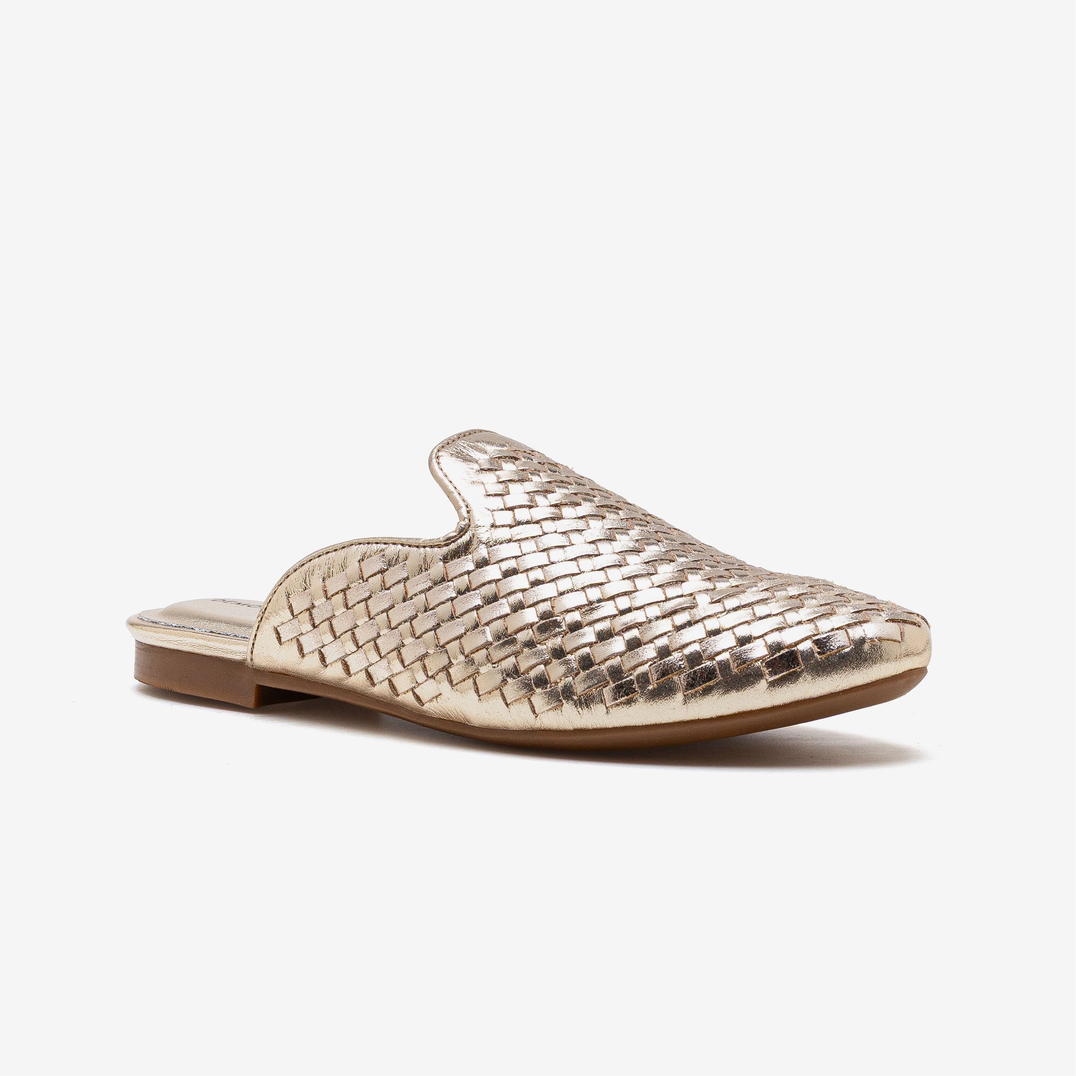 Mule Feminino Lorena Couro Dourado Dourado 2