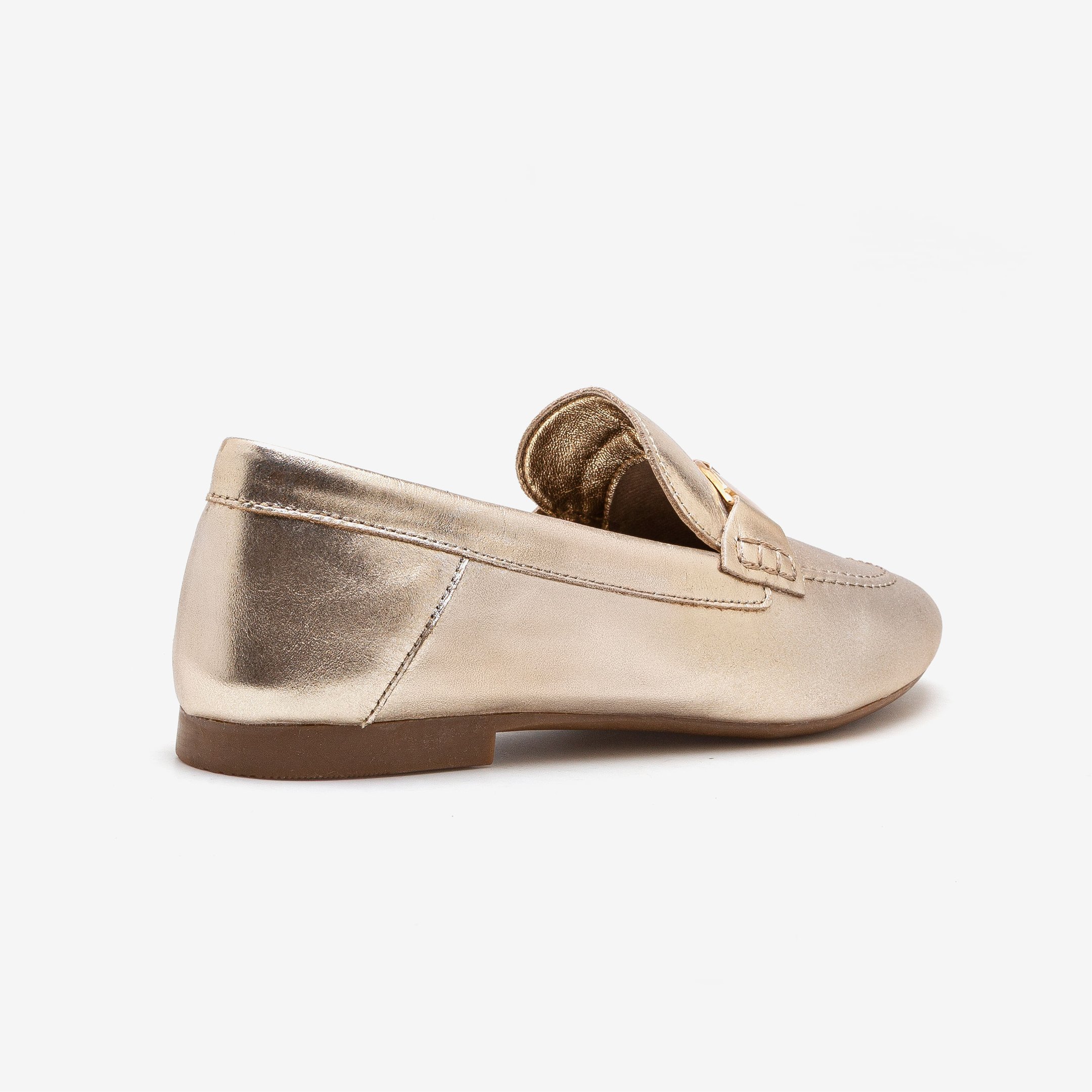 Loafer Feminino Sarah Couro Dourado Dourado 3