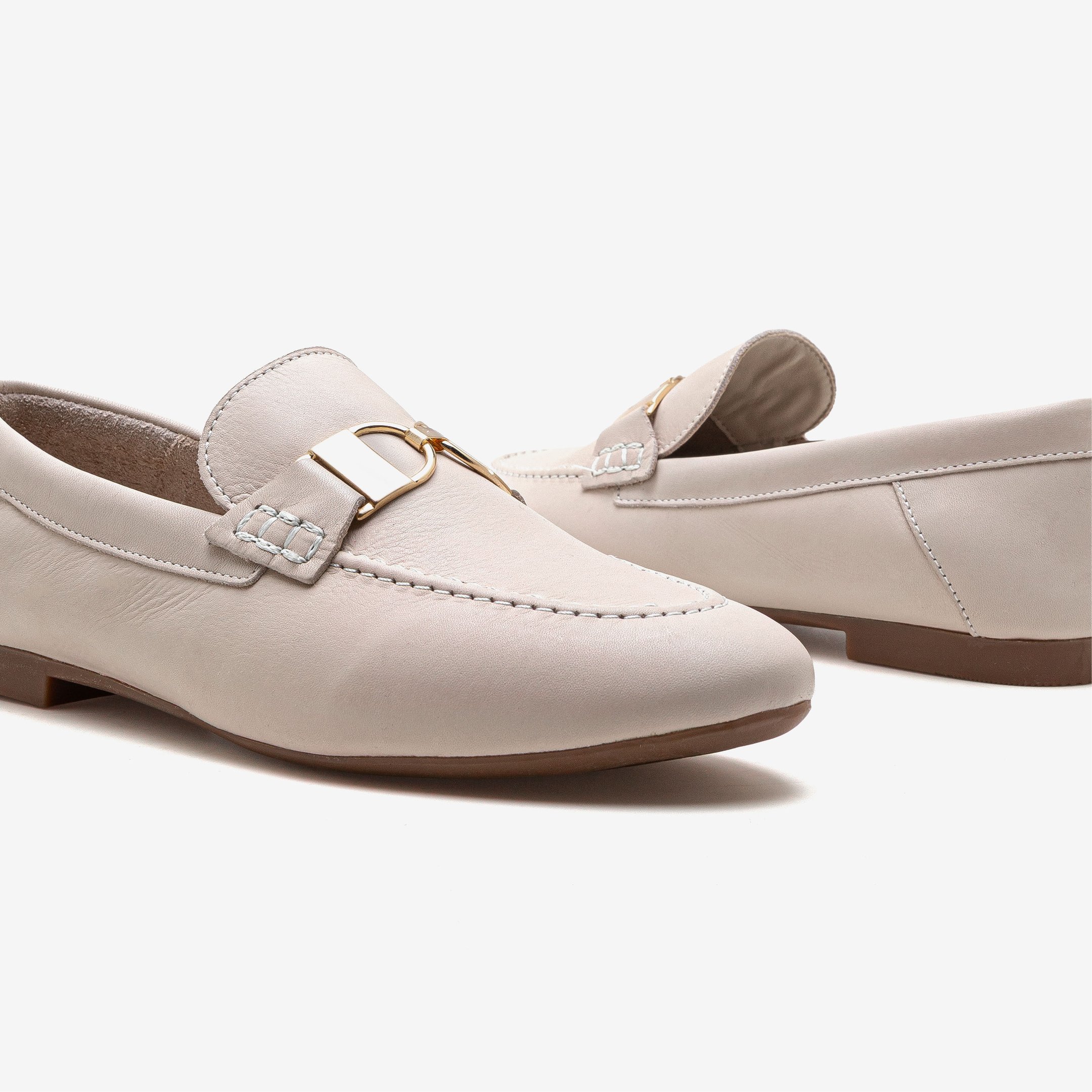 Loafer Feminino Sarah Couro Off White Off White 4