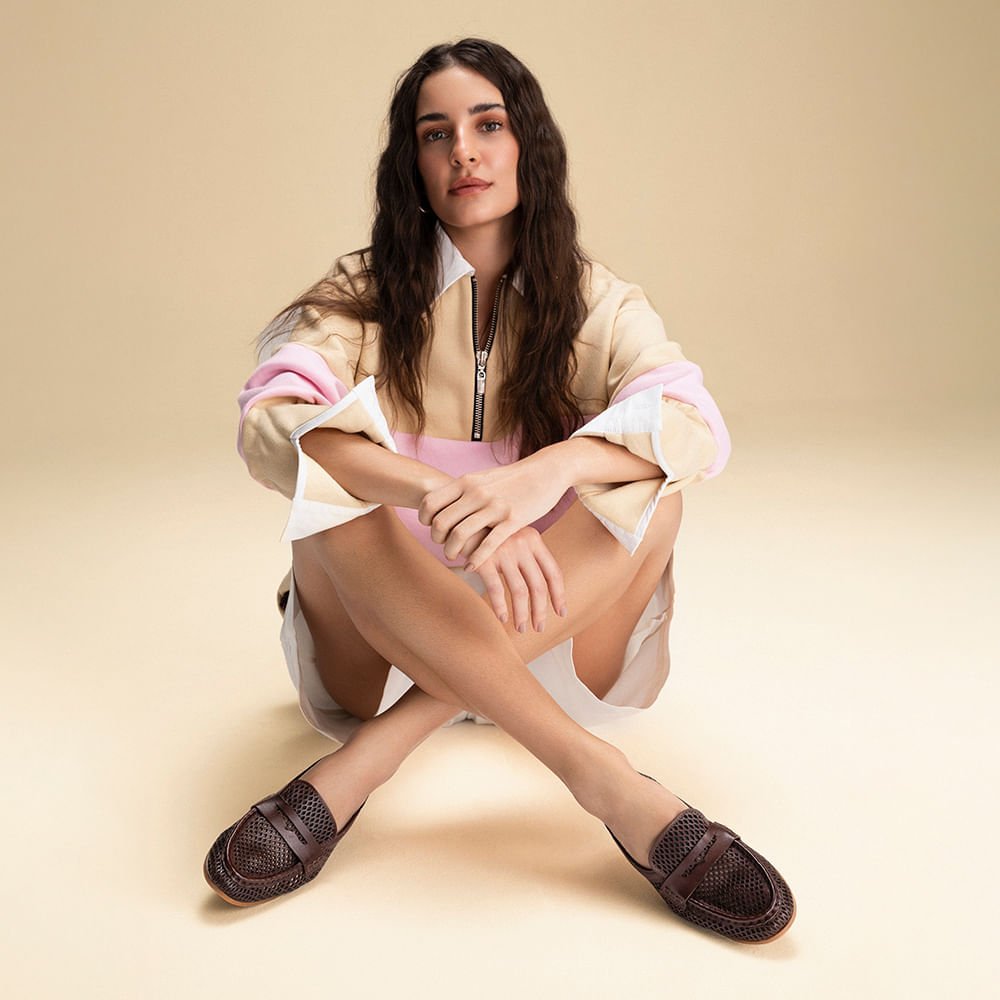 Mocassim Feminino Flora Couro Marrom Marrom 3