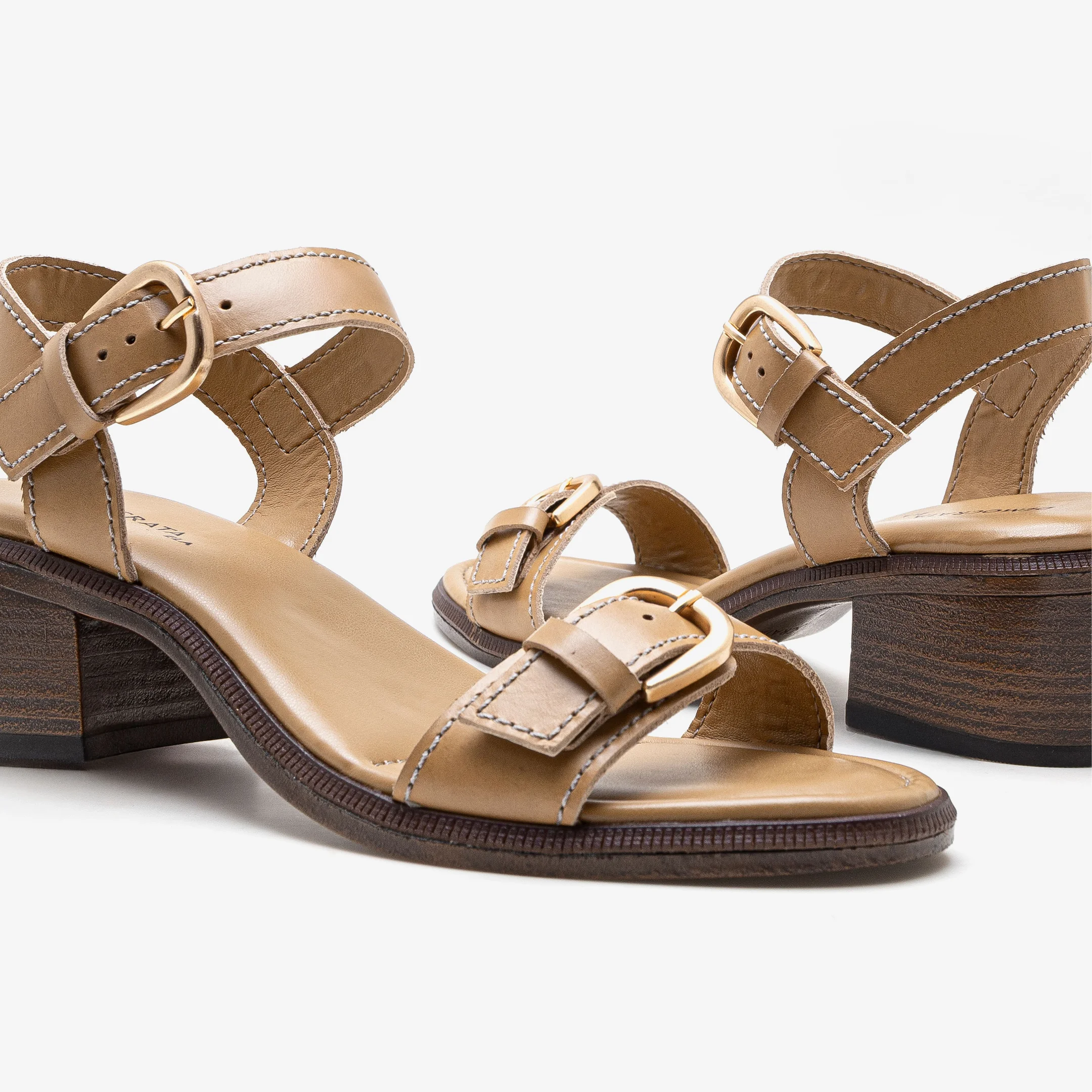 Sandália Feminina Evora Couro Bege Bege 4