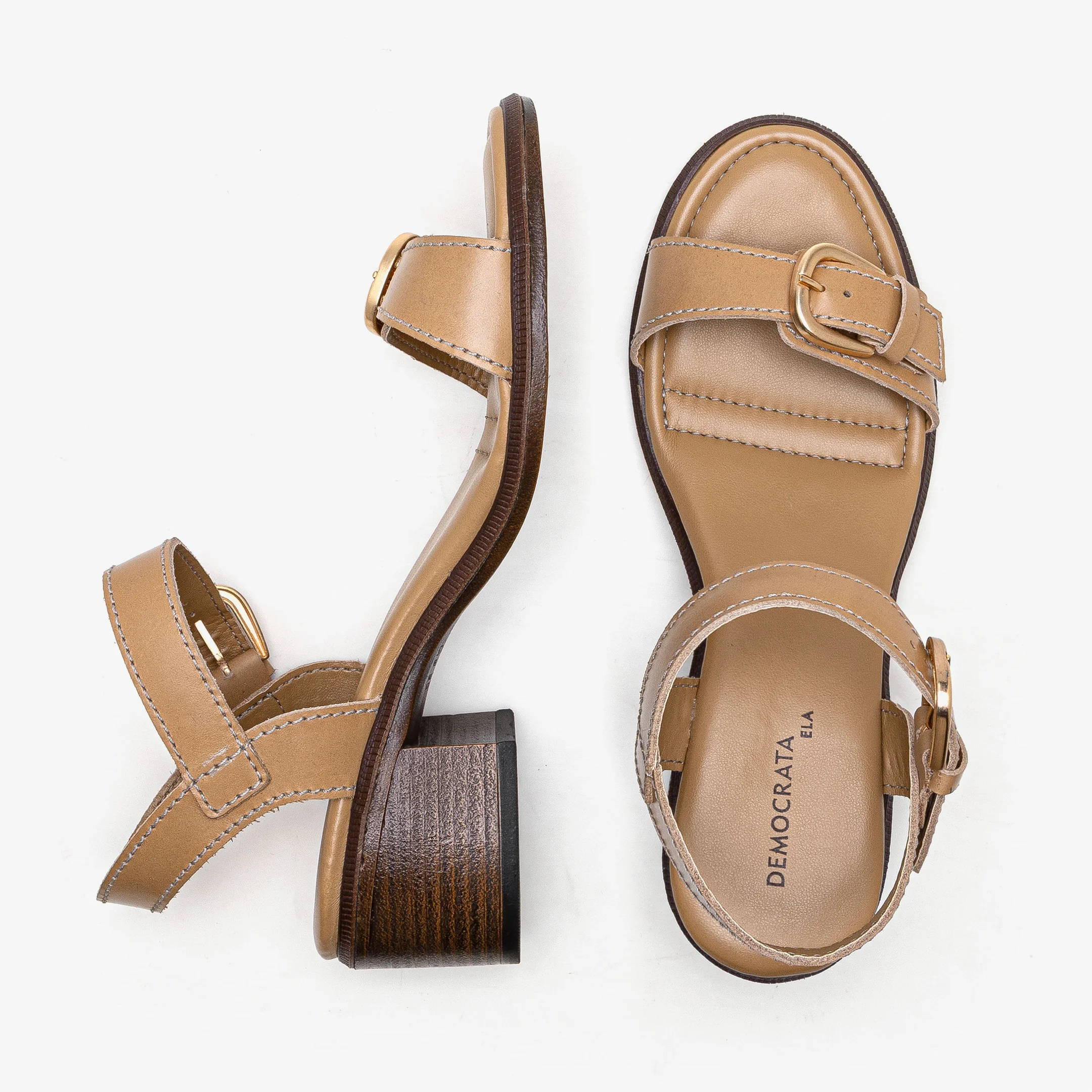 Sandália Feminina Evora Couro Bege Bege 5