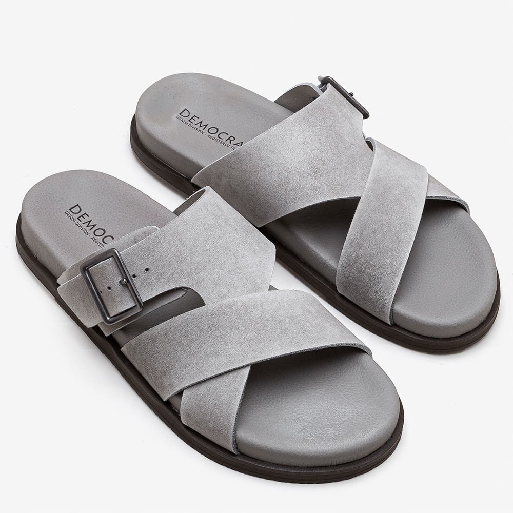 Sandália Masculina Dock Couro Cinza Cinza 2