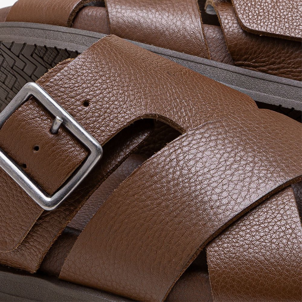 Sandália Masculina Dock Couro Marrom Marrom 3