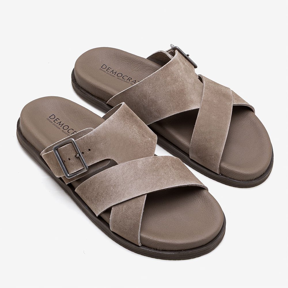 Sandália Masculina Dock Couro Bege Marrom 2